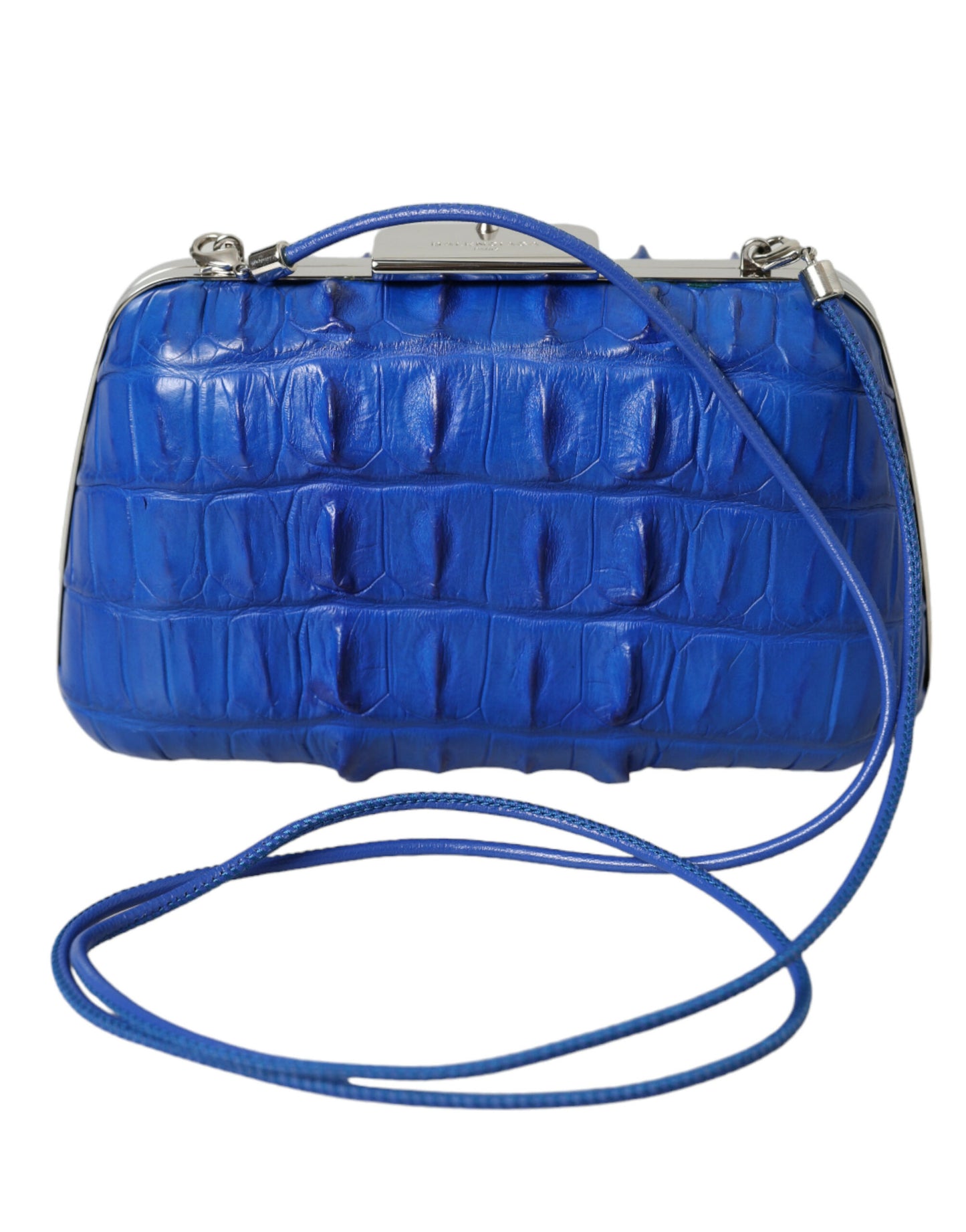Balenciaga Blue Exotic Skin Leather Shoulder Crossbody Box Clutch Bag Curated Luxury Accessories by Orvyn