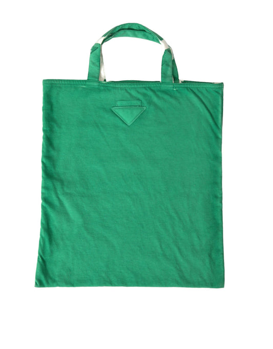 Prada Green Jersey Fabric Logo Shoulder Shopping Tote Shopping Bag Curated Luxury Accessories by Orvyn