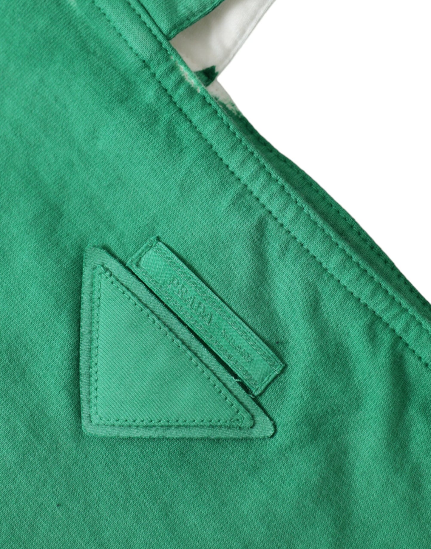 Prada Green Jersey Fabric Logo Shoulder Shopping Tote Shopping Bag Curated Luxury Accessories by Orvyn