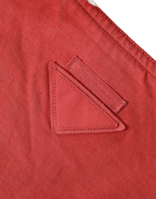 Prada Red Jersey Fabric Logo Shoulder Shopping Tote Bag Curated Luxury Accessories by Orvyn