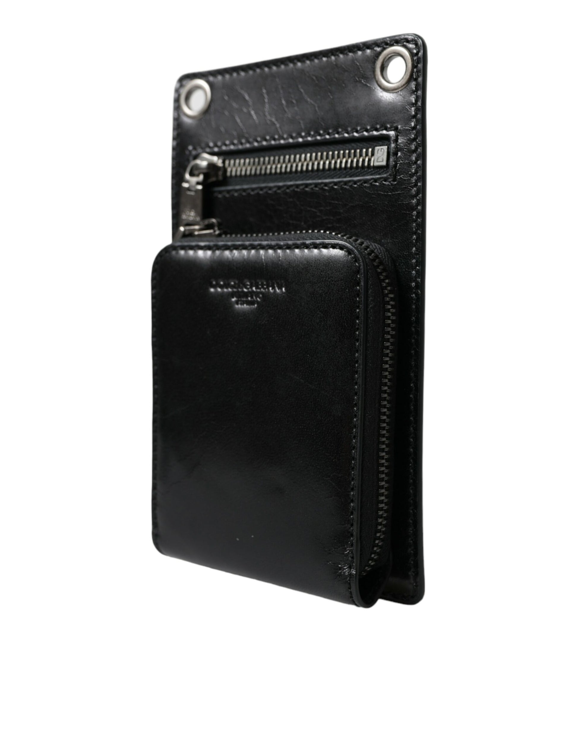 Dolce & Gabbana Wallet Black Horse Leather Zip Logo Cross Body Phone Slot Curated Luxury Accessories by Orvyn