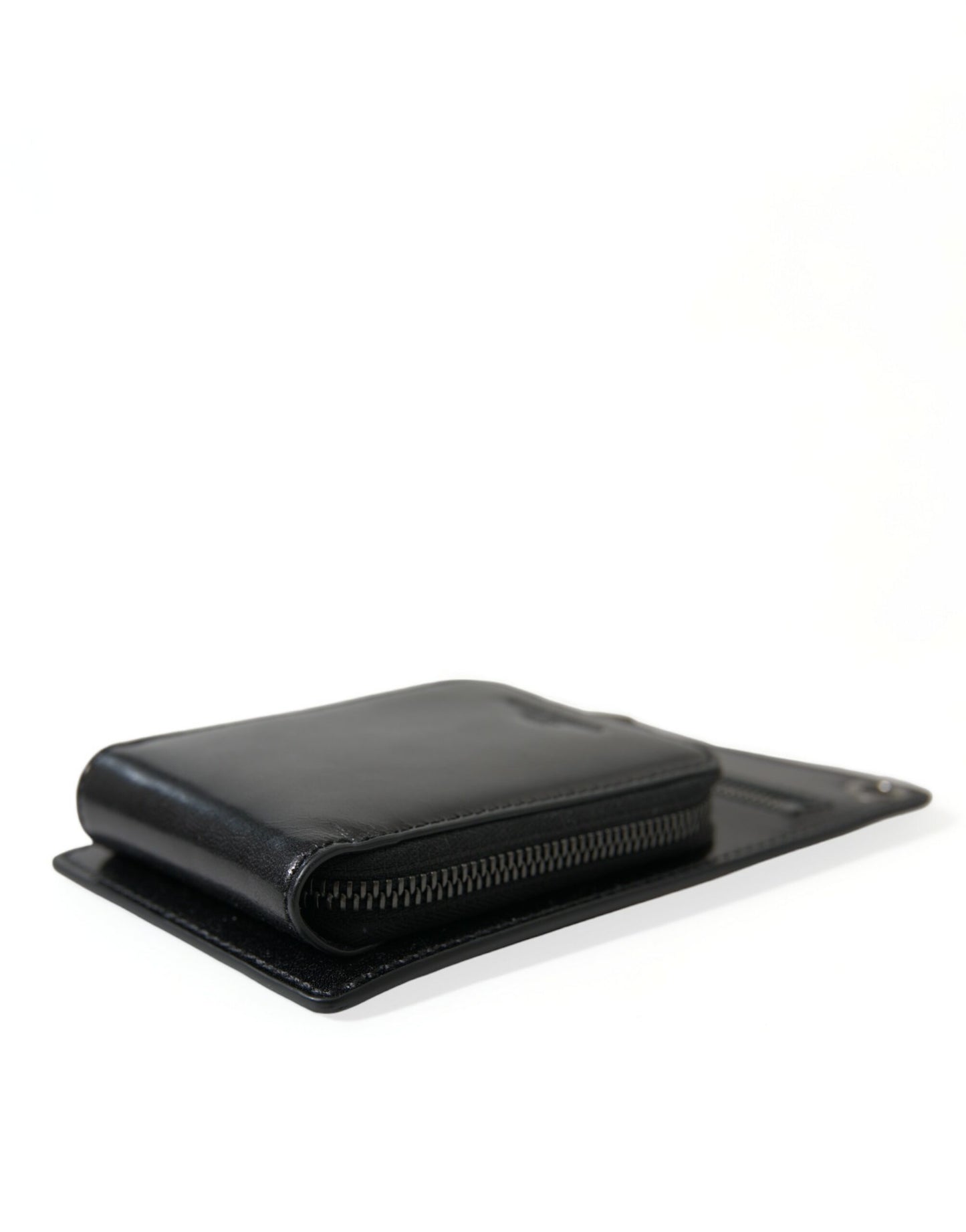 Dolce & Gabbana Wallet Black Horse Leather Zip Logo Cross Body Phone Slot Curated Luxury Accessories by Orvyn