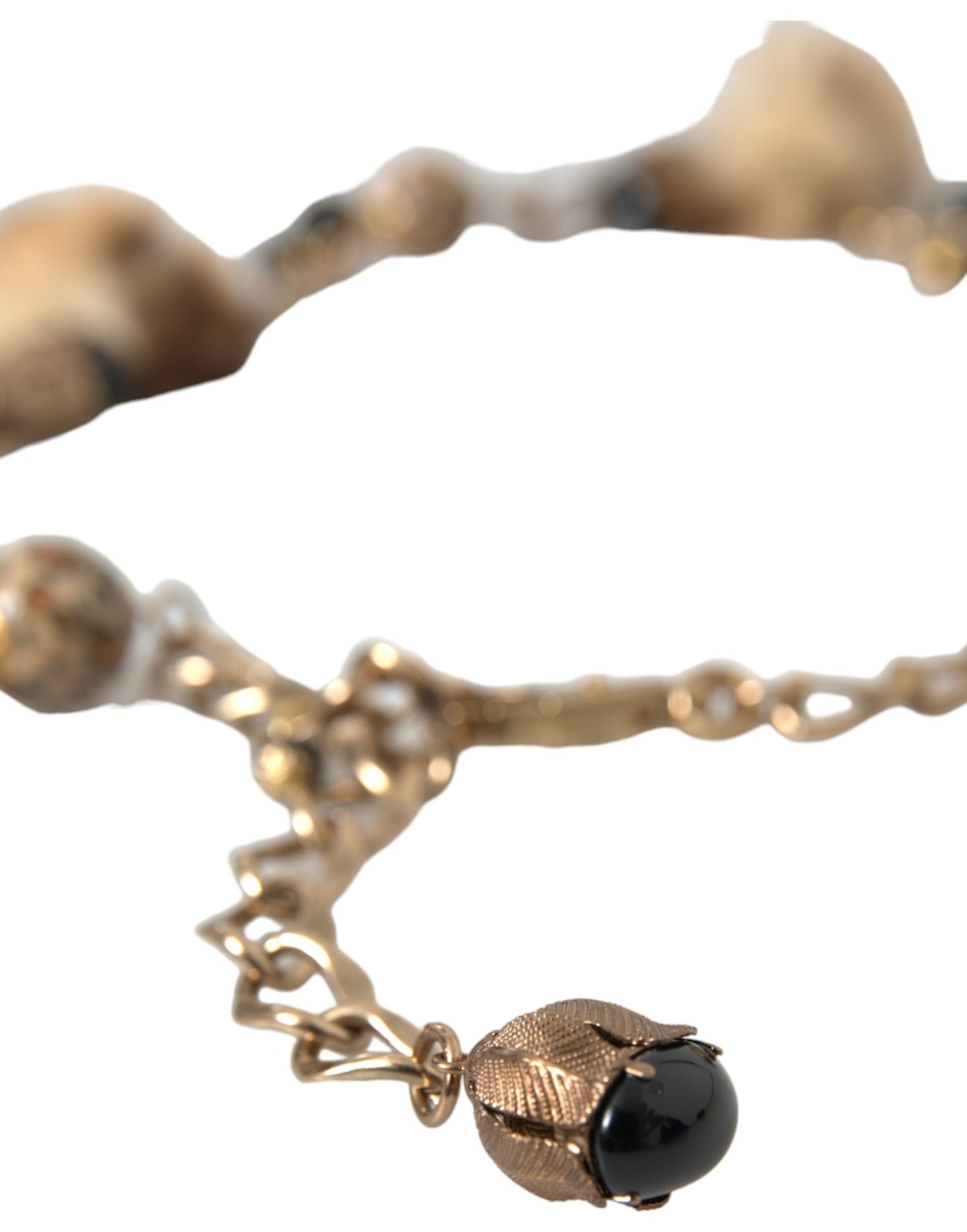 Dolce & Gabbana Gold Brass Leopard Fur Pearl Collier Chain Belt Curated Luxury Accessories by Orvyn
