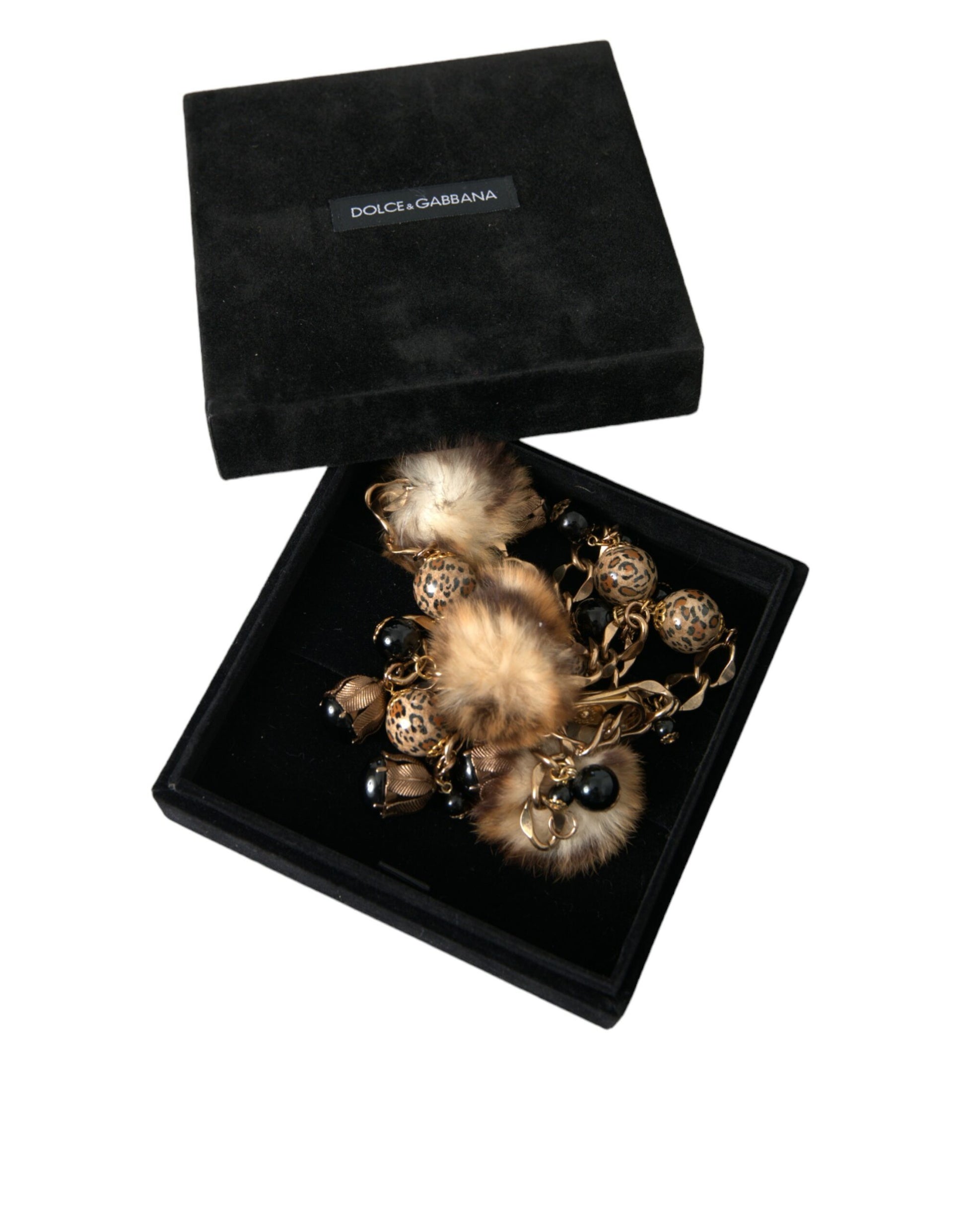 Dolce & Gabbana Gold Brass Leopard Fur Pearl Collier Chain Belt Curated Luxury Accessories by Orvyn