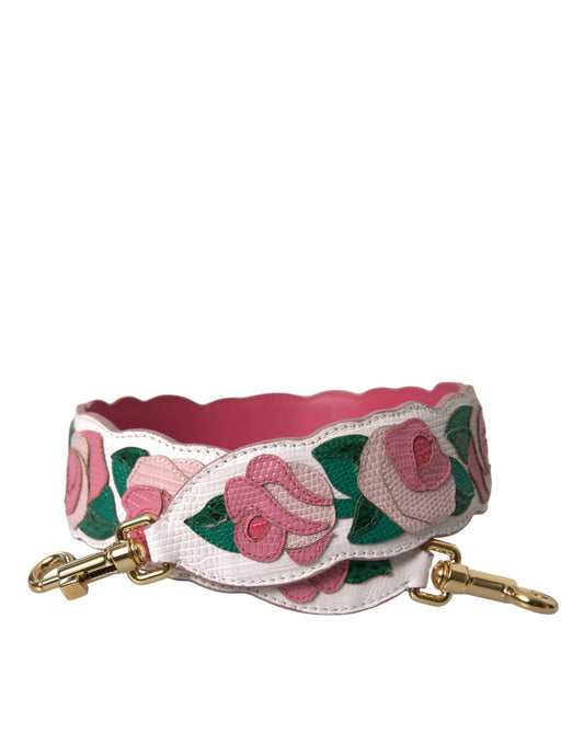Dolce & Gabbana White Floral Leather Accessory Shoulder Strap Curated Luxury Accessories by Orvyn