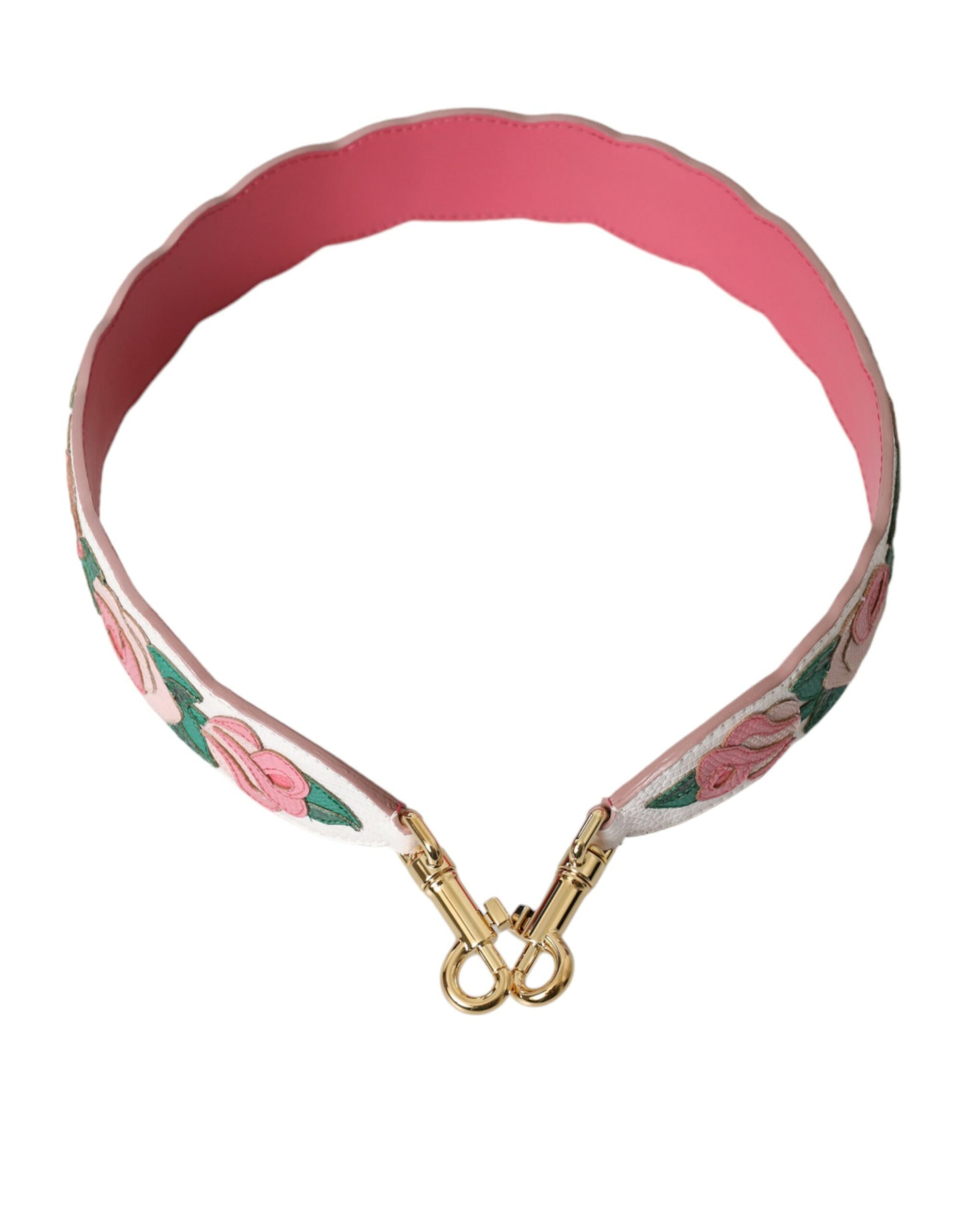 Dolce & Gabbana White Floral Leather Accessory Shoulder Strap Curated Luxury Accessories by Orvyn