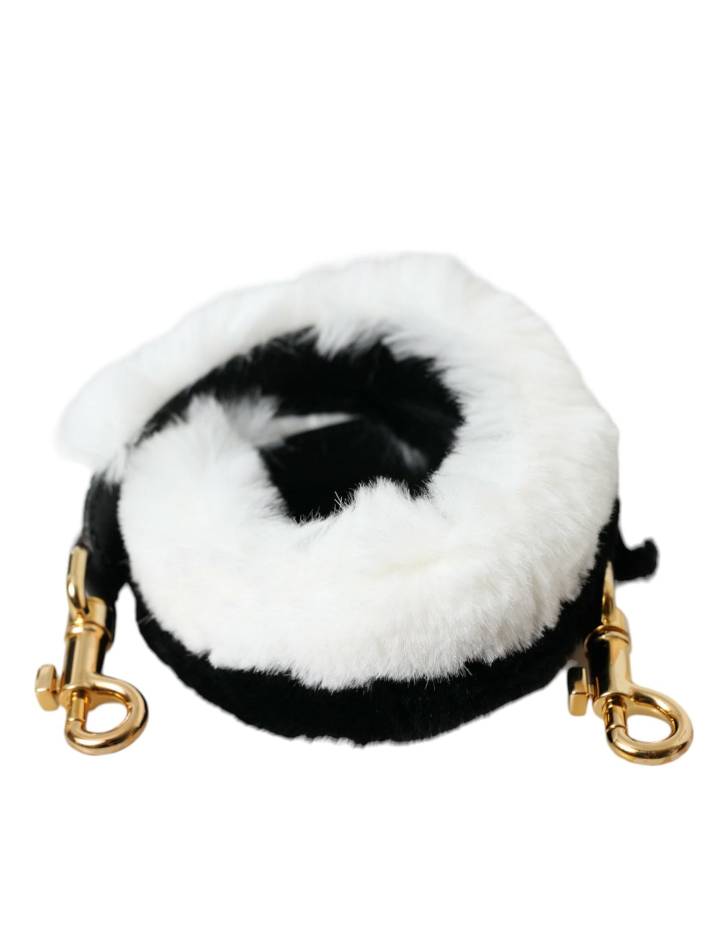 Dolce & Gabbana Black White Lapin Fur Accessory Shoulder Strap Curated Luxury Accessories by Orvyn