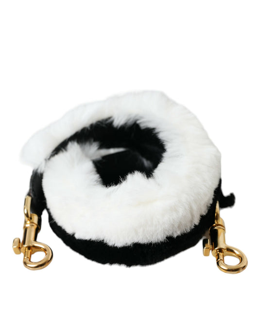 Dolce & Gabbana Black White Lapin Fur Accessory Shoulder Strap Curated Luxury Accessories by Orvyn