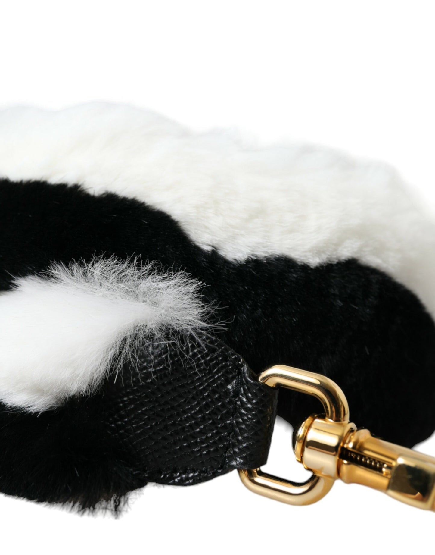 Dolce & Gabbana Black White Lapin Fur Accessory Shoulder Strap Curated Luxury Accessories by Orvyn
