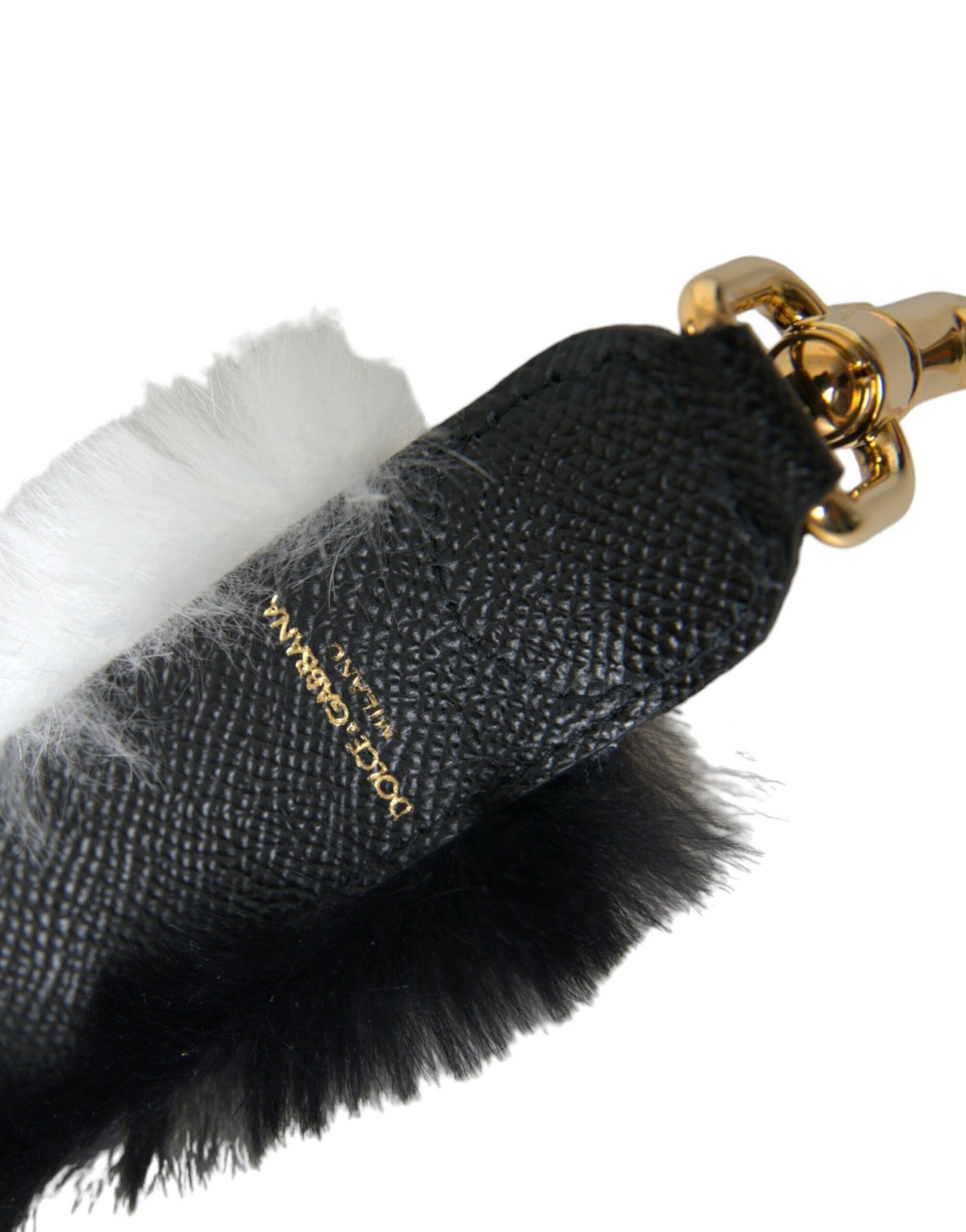 Dolce & Gabbana Black White Lapin Fur Accessory Shoulder Strap Curated Luxury Accessories by Orvyn