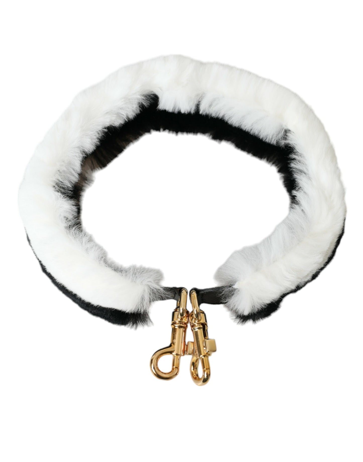 Dolce & Gabbana Black White Lapin Fur Accessory Shoulder Strap Curated Luxury Accessories by Orvyn