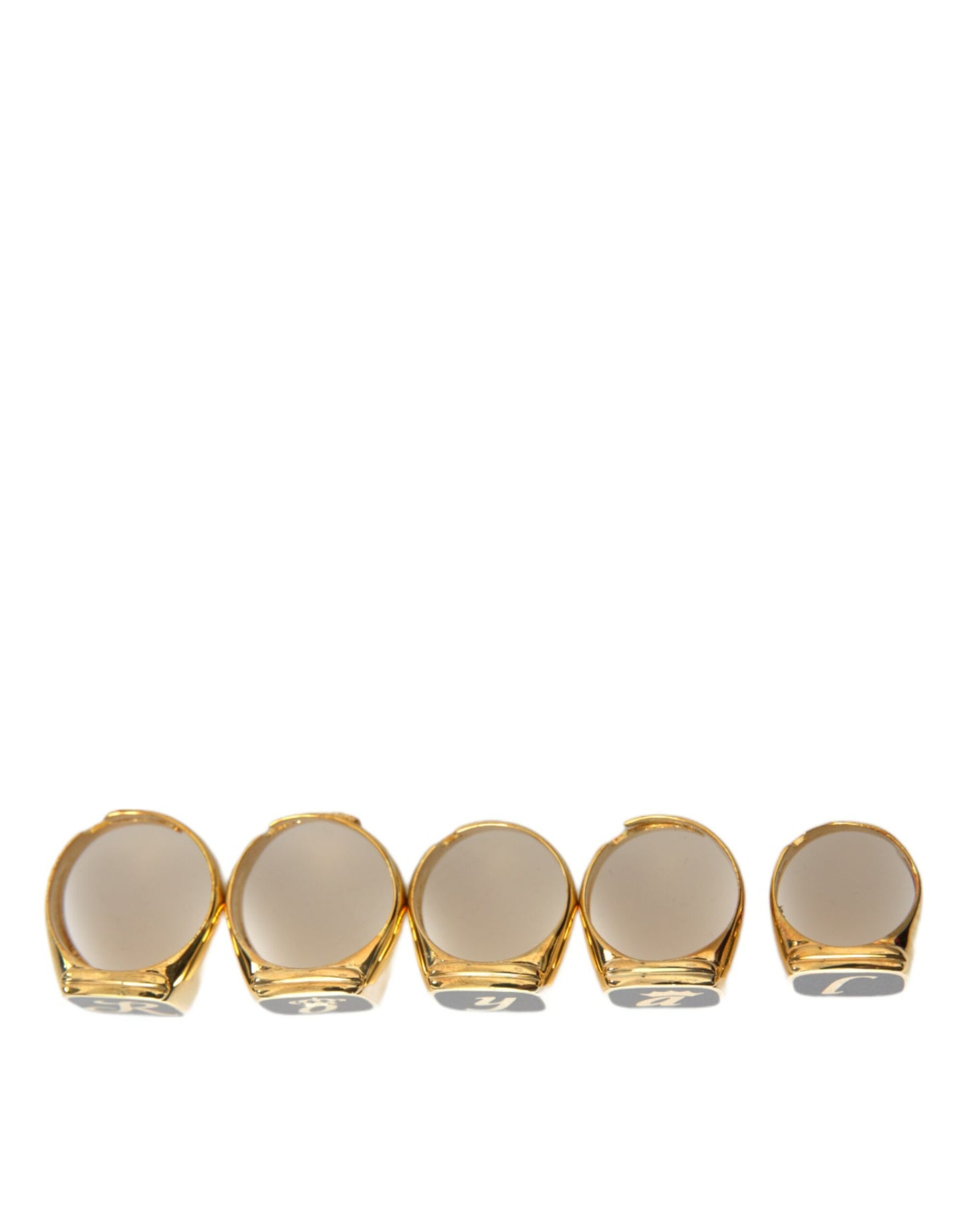 Dolce & Gabbana Gold Brass ROYAL Enamel Set of 5 Ring Curated Luxury Accessories by Orvyn
