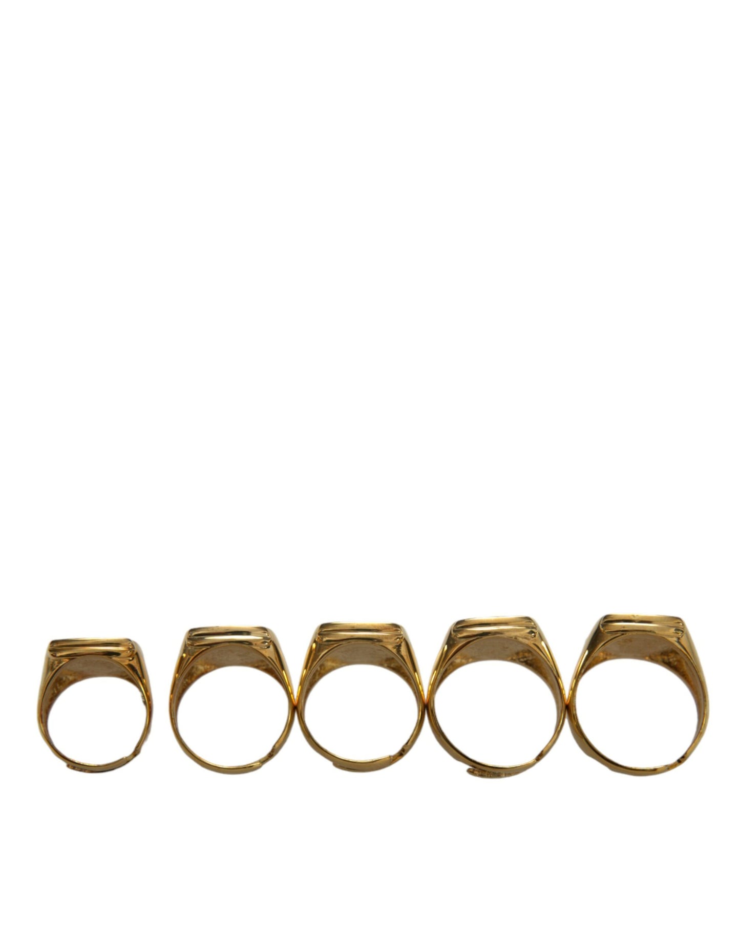 Dolce & Gabbana Gold Brass ROYAL Enamel Set of 5 Ring Curated Luxury Accessories by Orvyn