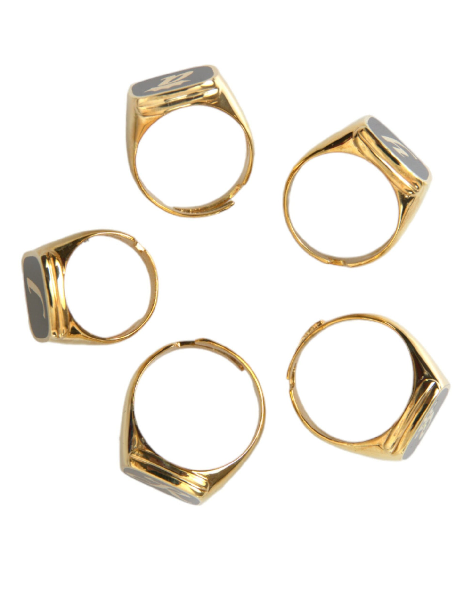 Dolce & Gabbana Gold Brass ROYAL Enamel Set of 5 Ring Curated Luxury Accessories by Orvyn