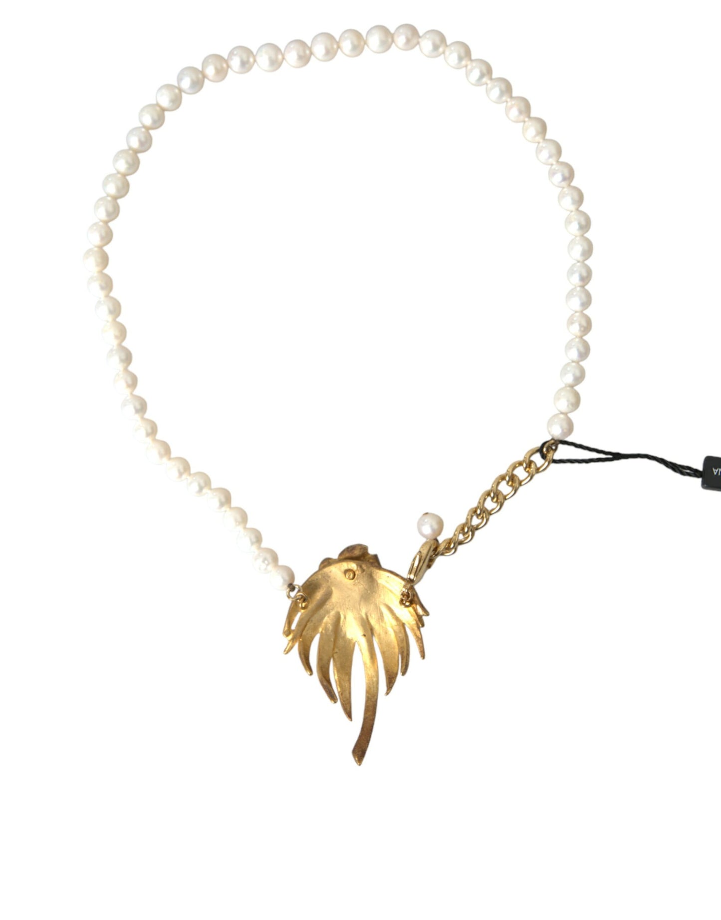 Dolce & Gabbana Gold Brass Crystal Pearl Tree Pendant Charm Necklace Curated Luxury Accessories by Orvyn