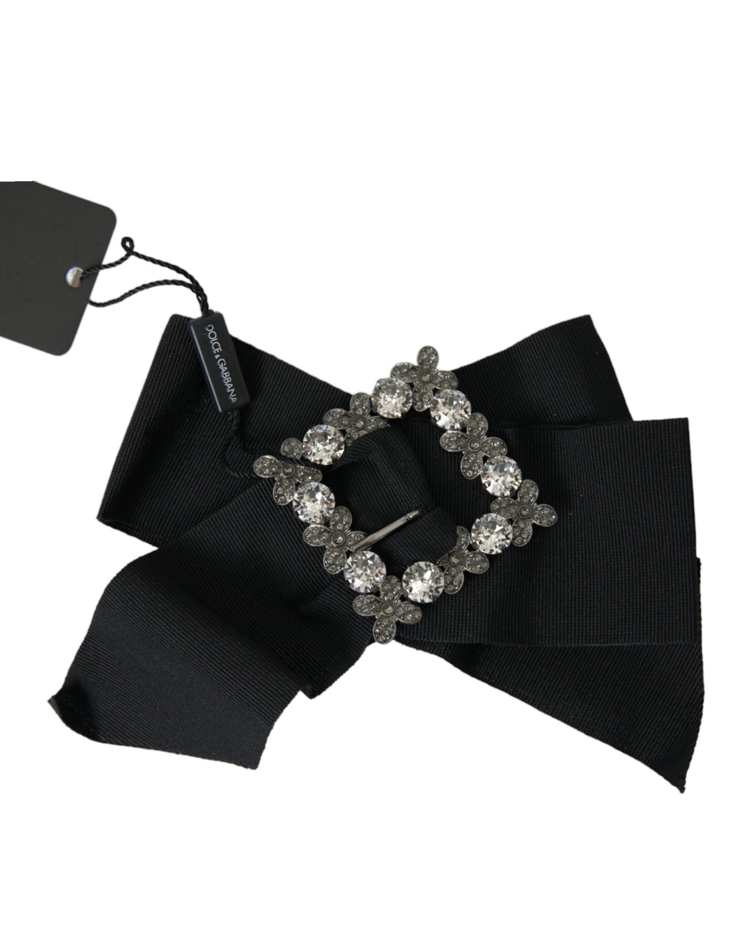 Dolce & Gabbana Black Swarovski Crystal Embellished Hair Clip Curated Luxury Accessories by Orvyn