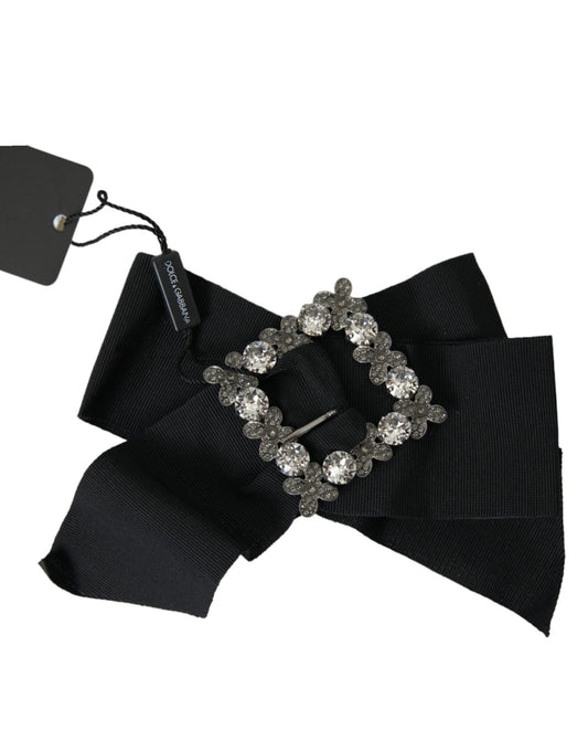 Dolce & Gabbana Black Swarovski Crystal Embellished Hair Clip Curated Luxury Accessories by Orvyn