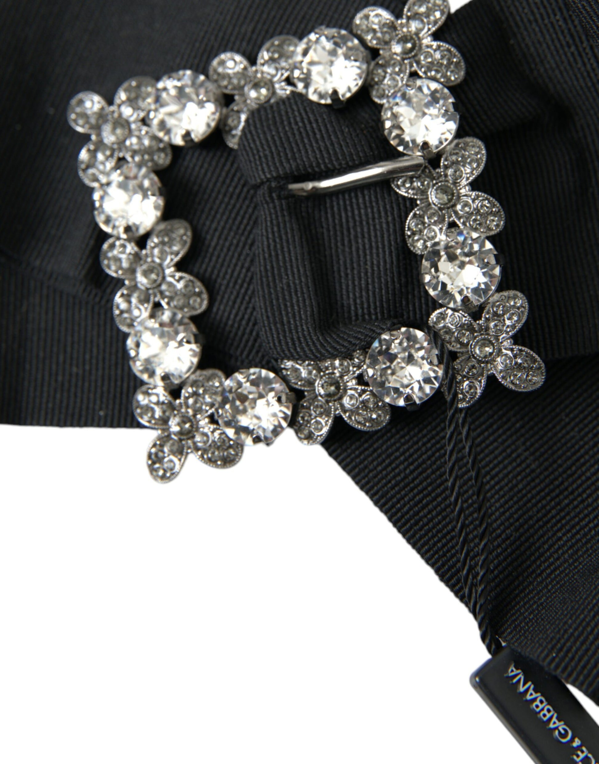 Dolce & Gabbana Black Swarovski Crystal Embellished Hair Clip Curated Luxury Accessories by Orvyn