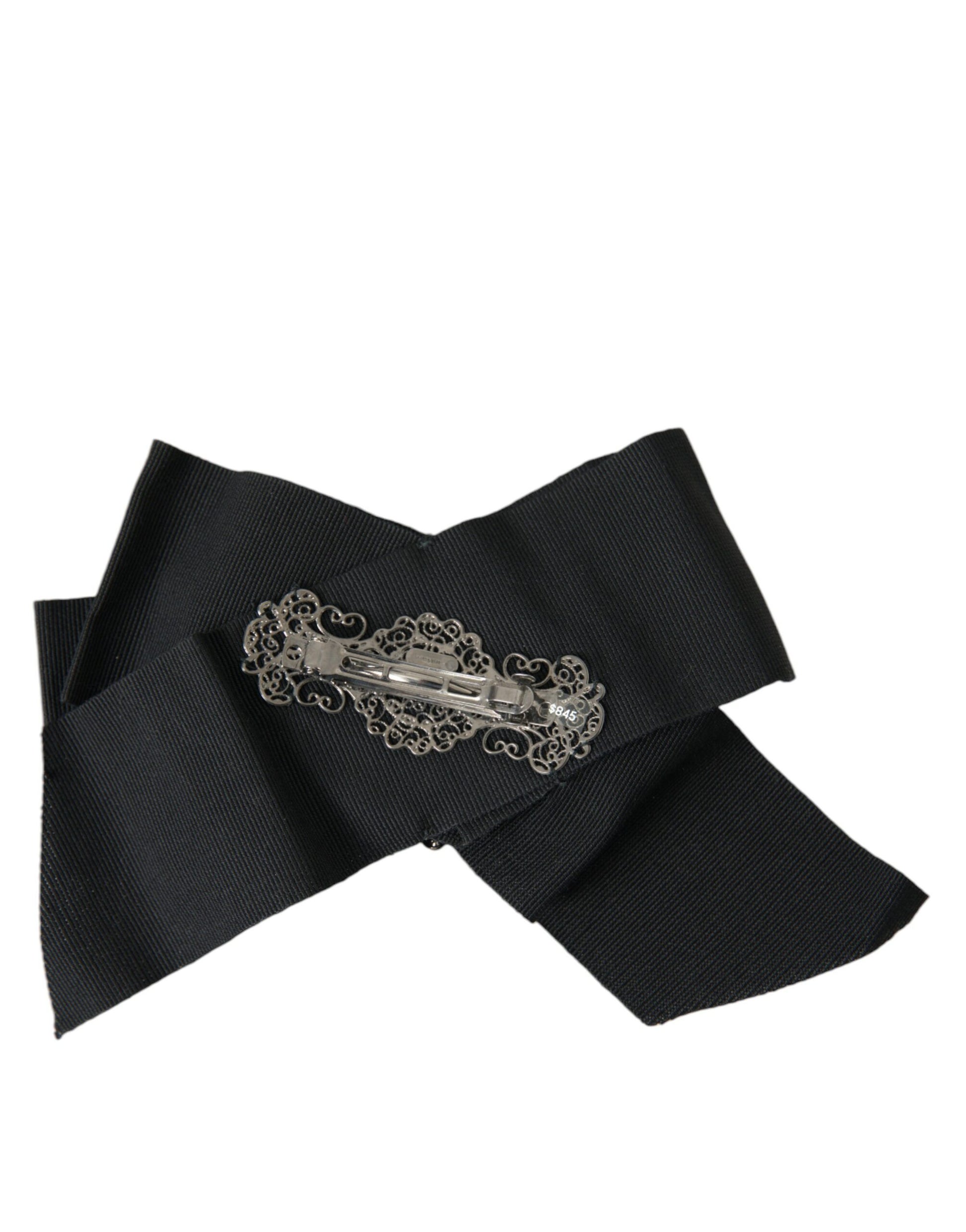 Dolce & Gabbana Black Swarovski Crystal Embellished Hair Clip Curated Luxury Accessories by Orvyn