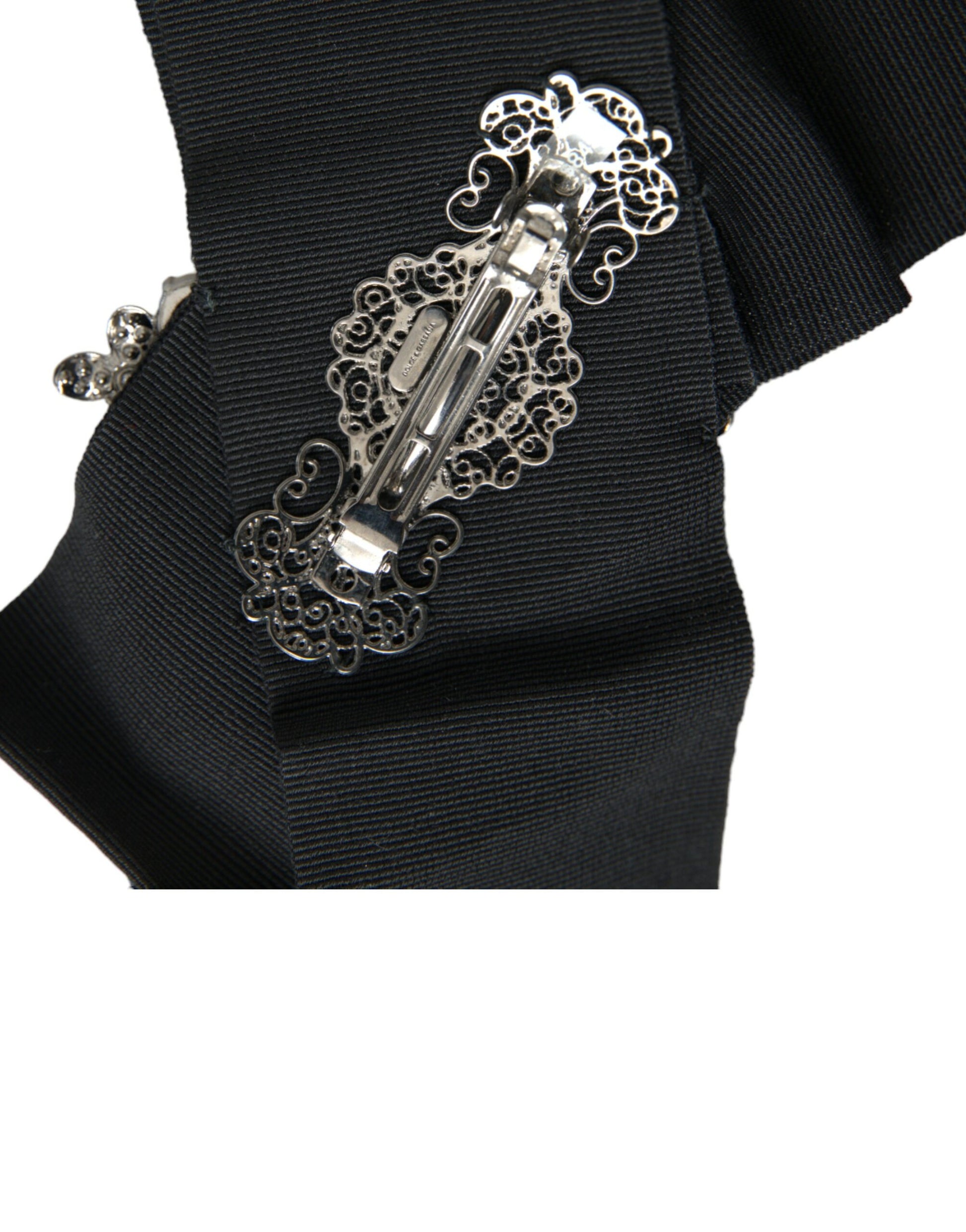 Dolce & Gabbana Black Swarovski Crystal Embellished Hair Clip Curated Luxury Accessories by Orvyn