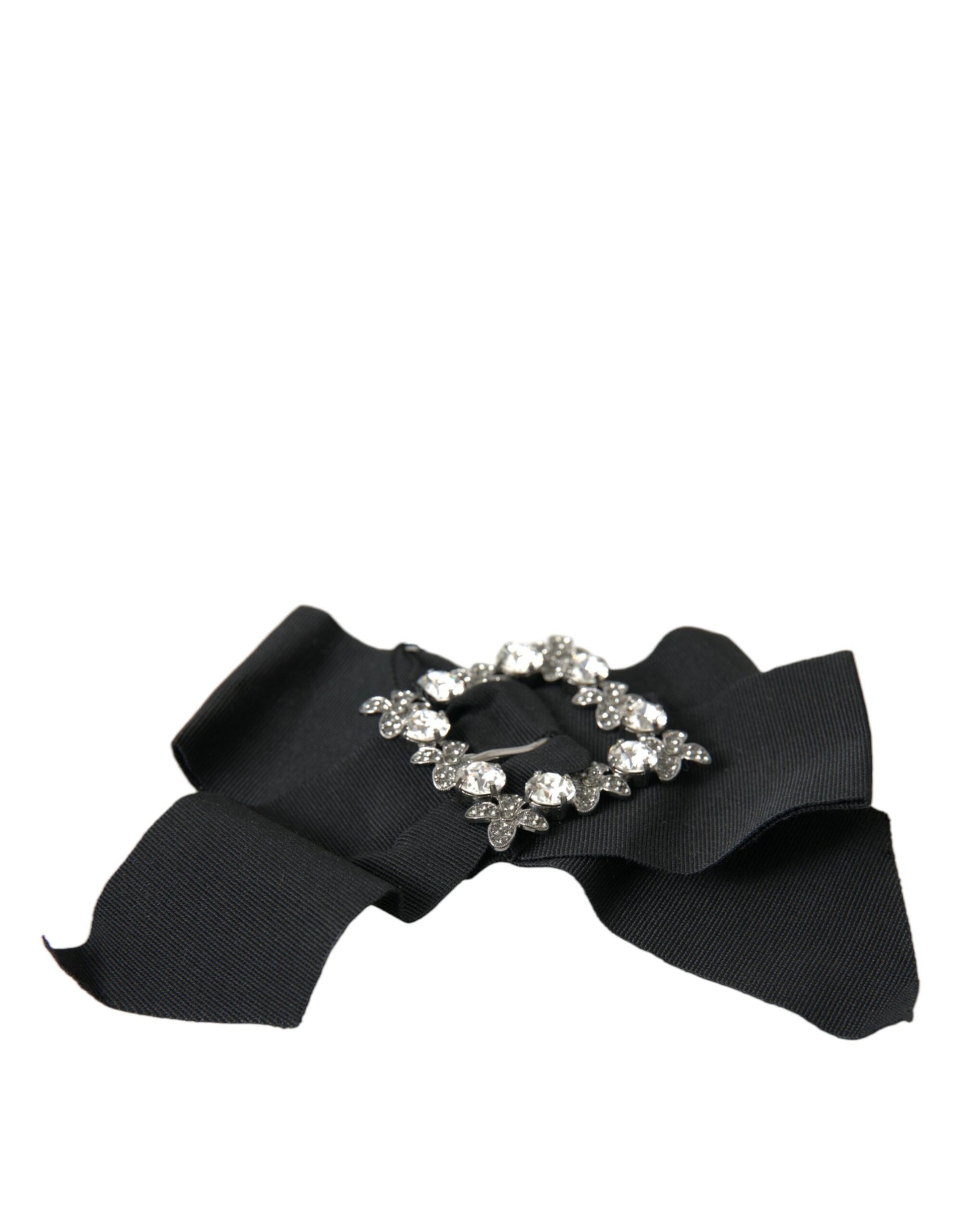 Dolce & Gabbana Black Swarovski Crystal Embellished Hair Clip Curated Luxury Accessories by Orvyn