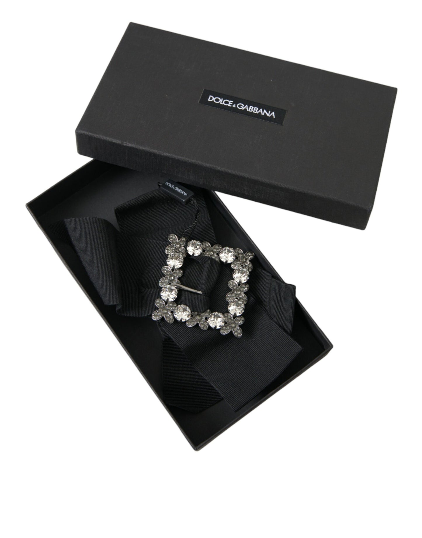 Dolce & Gabbana Black Swarovski Crystal Embellished Hair Clip Curated Luxury Accessories by Orvyn