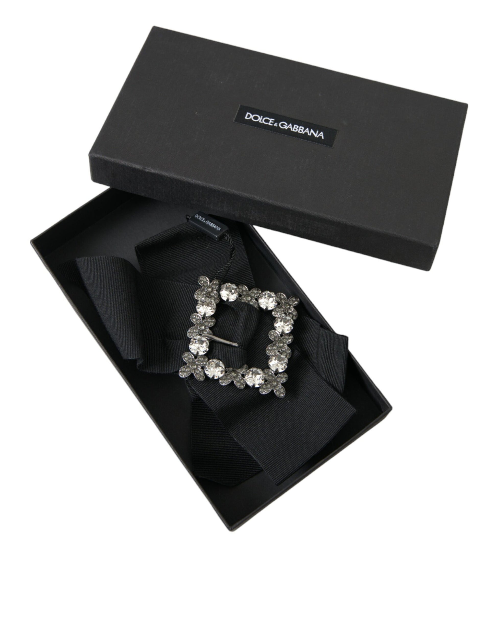 Dolce & Gabbana Black Swarovski Crystal Embellished Hair Clip Curated Luxury Accessories by Orvyn