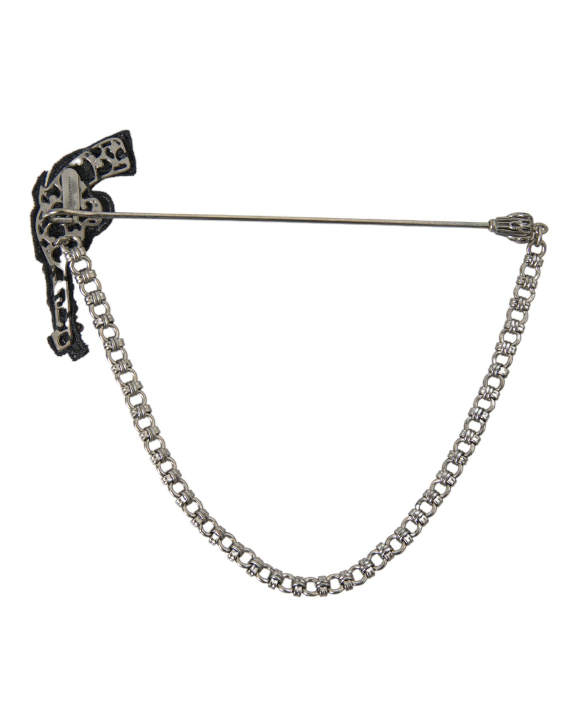 Dolce & Gabbana Brass Copper Silk Revolver Gun Men Brooch Lapel Pin Curated Luxury Accessories by Orvyn
