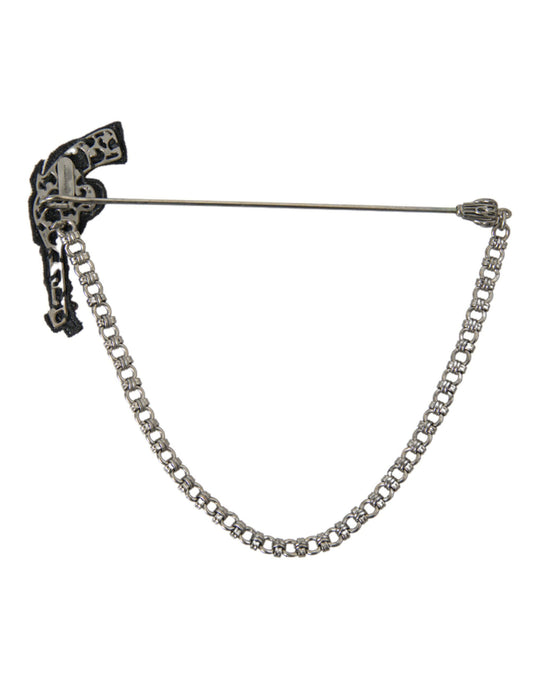 Dolce & Gabbana Brass Copper Silk Revolver Gun Men Brooch Lapel Pin Curated Luxury Accessories by Orvyn