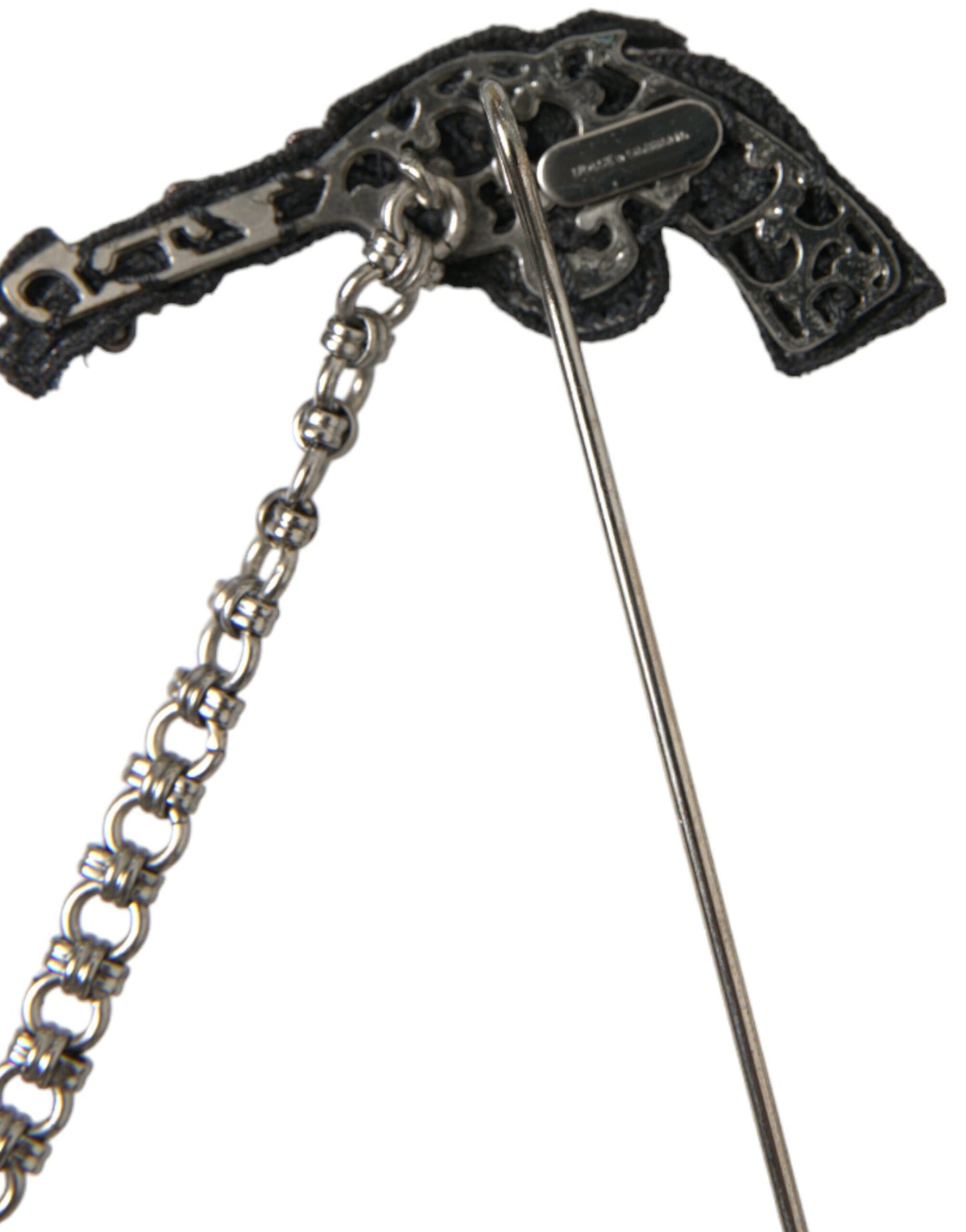 Dolce & Gabbana Brass Copper Silk Revolver Gun Men Brooch Lapel Pin Curated Luxury Accessories by Orvyn