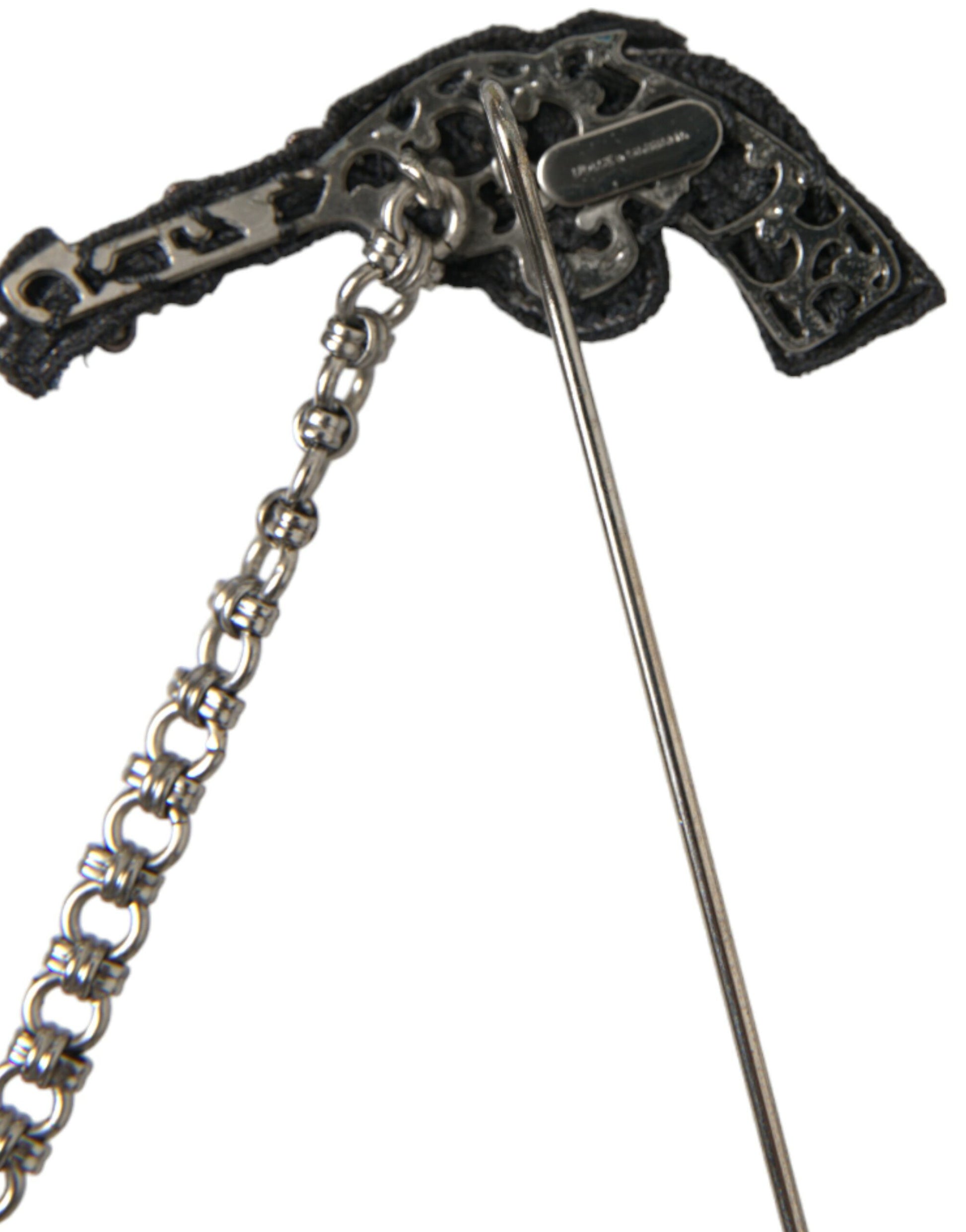 Dolce & Gabbana Brass Copper Silk Revolver Gun Men Brooch Lapel Pin Curated Luxury Accessories by Orvyn