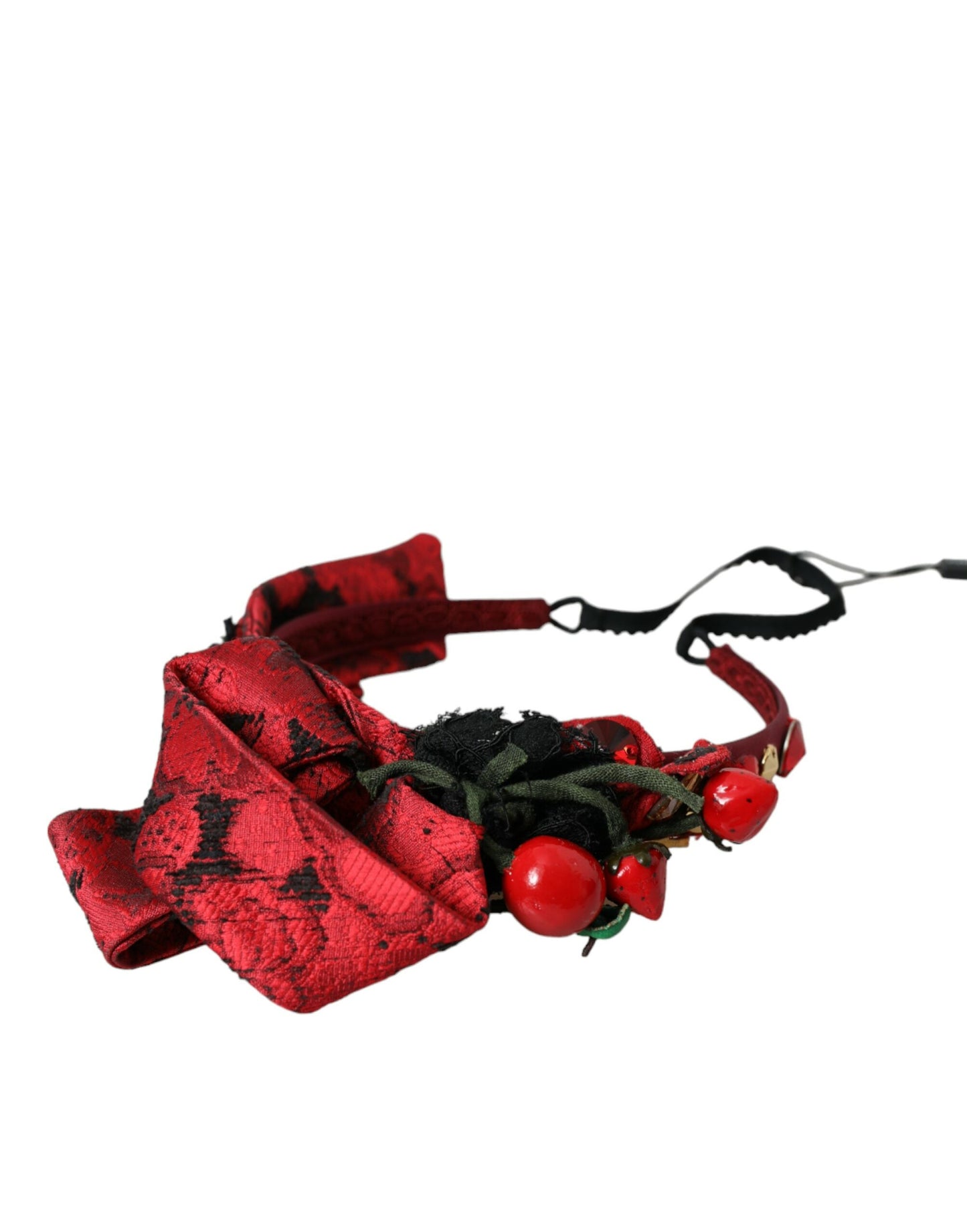 Dolce & Gabbana Red Cherry Sicily Embellished Women Hairband Diadem Curated Luxury Accessories by Orvyn