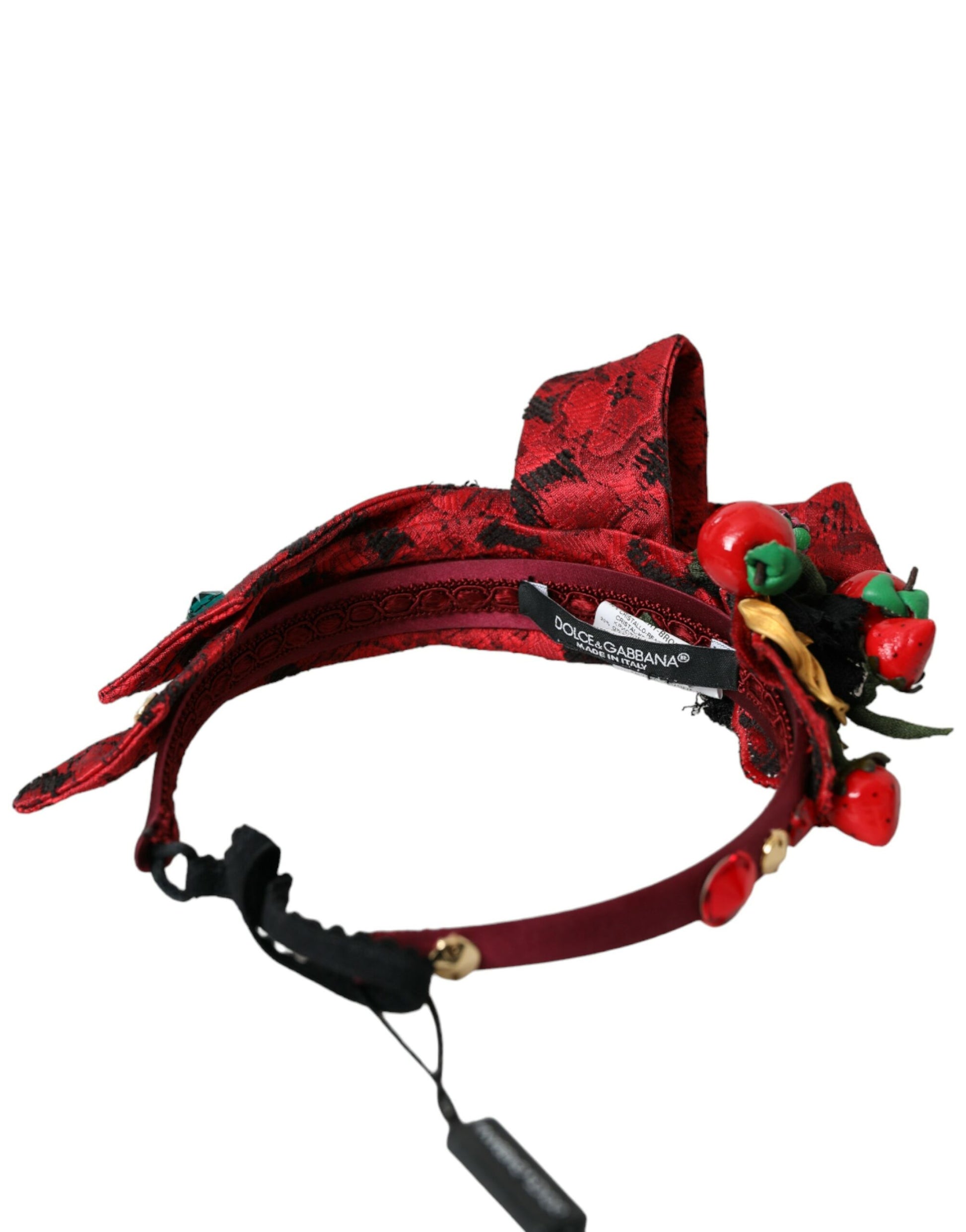 Dolce & Gabbana Red Cherry Sicily Embellished Women Hairband Diadem Curated Luxury Accessories by Orvyn