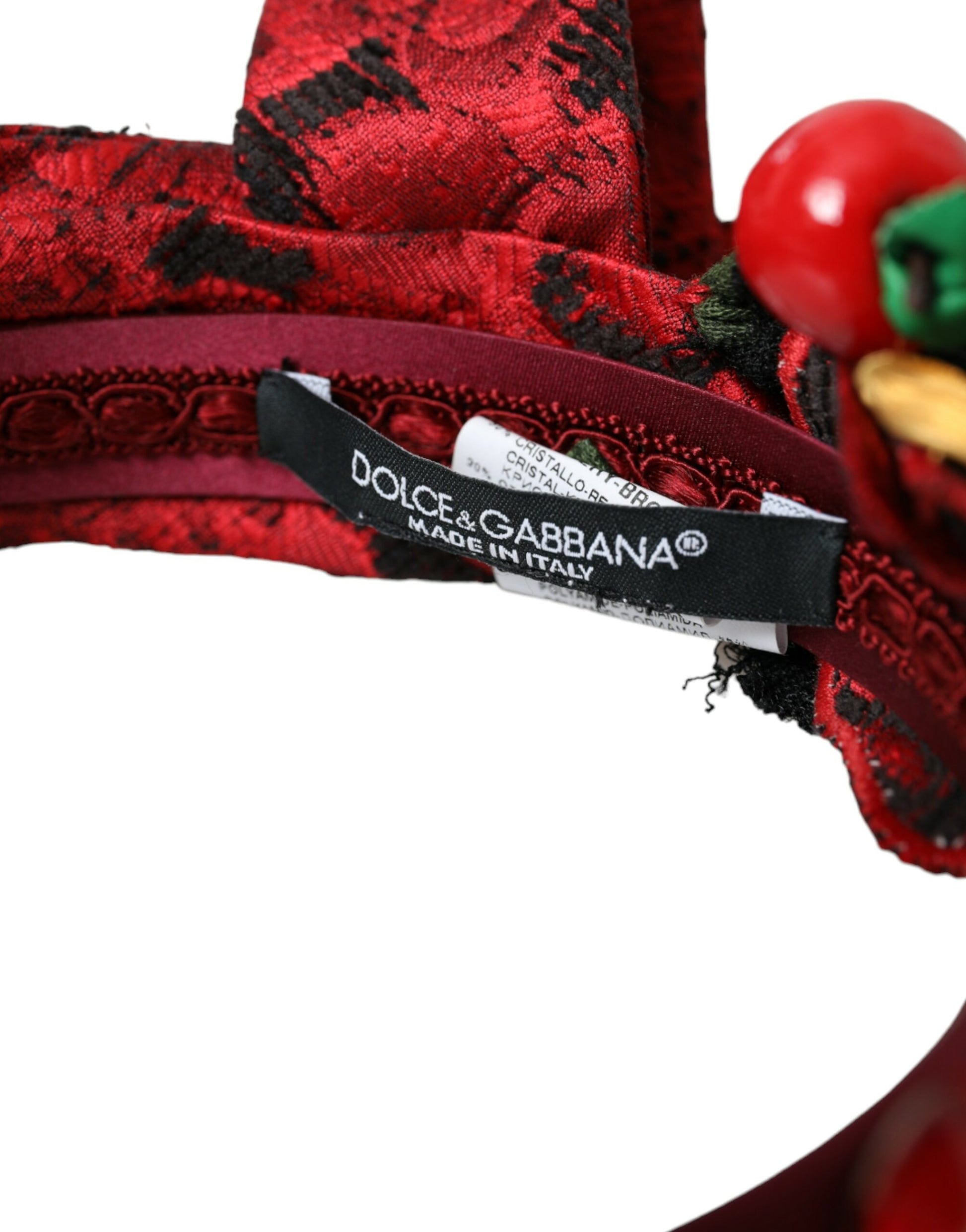 Dolce & Gabbana Red Cherry Sicily Embellished Women Hairband Diadem Curated Luxury Accessories by Orvyn