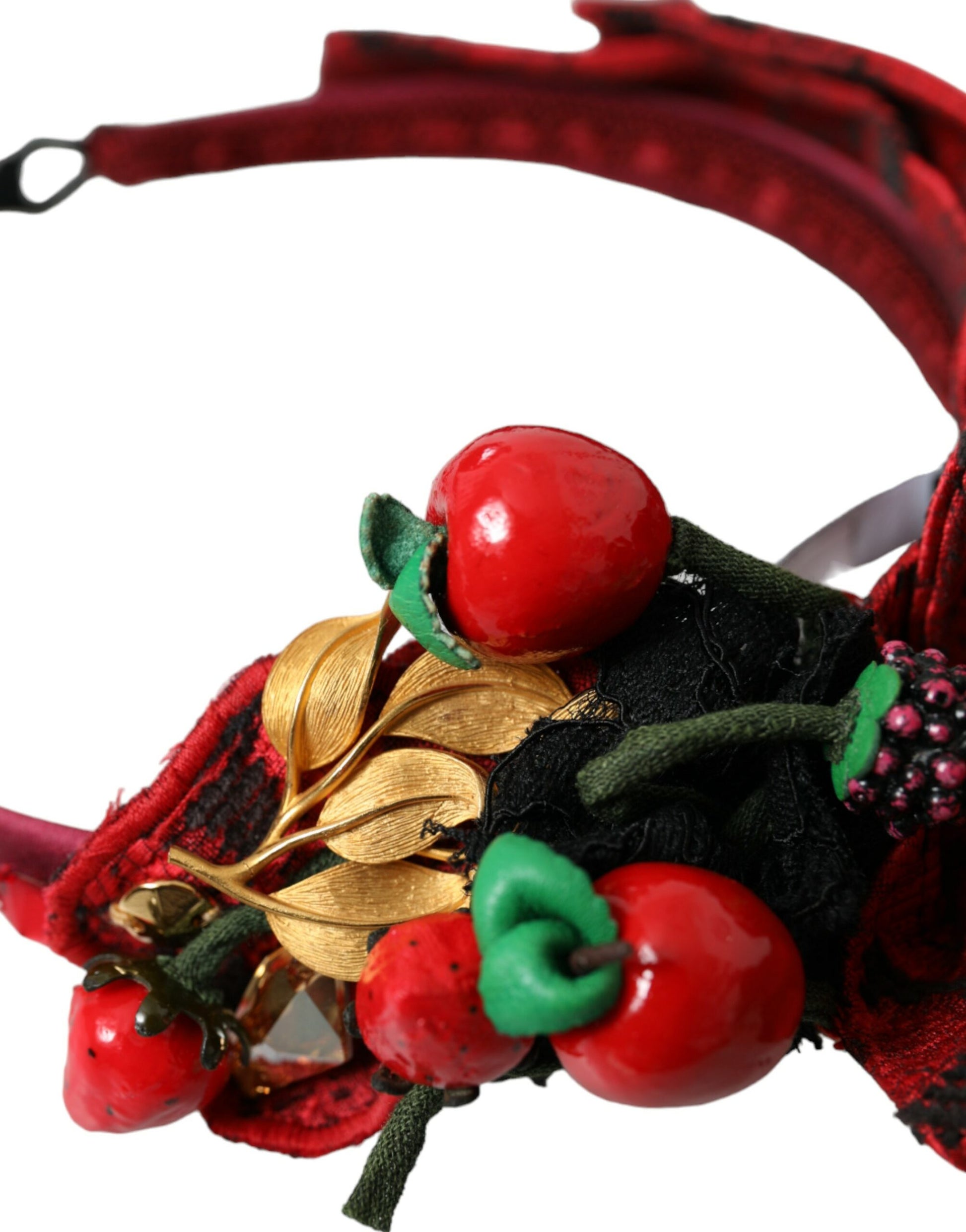 Dolce & Gabbana Red Cherry Sicily Embellished Women Hairband Diadem Curated Luxury Accessories by Orvyn