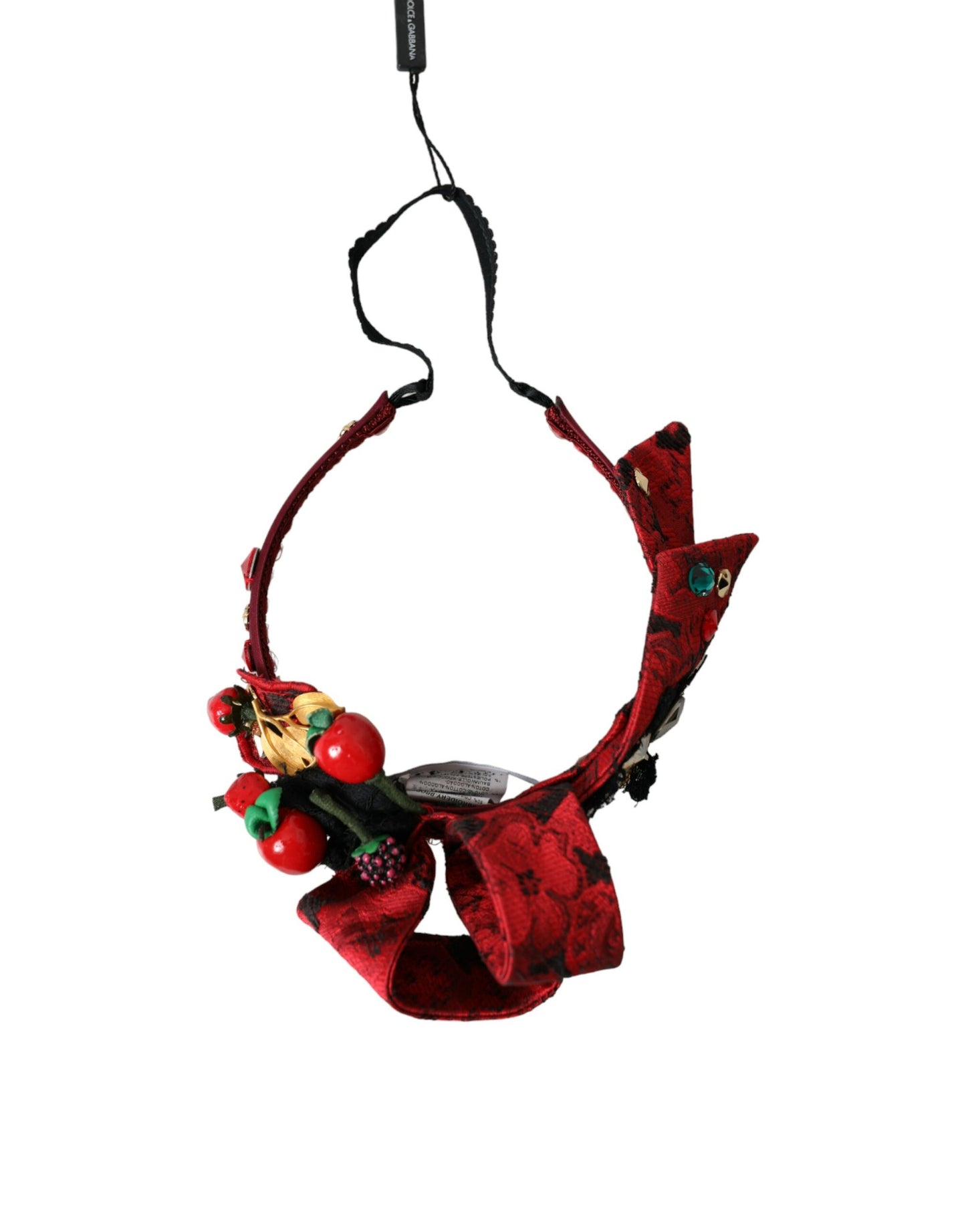 Dolce & Gabbana Red Cherry Sicily Embellished Women Hairband Diadem Curated Luxury Accessories by Orvyn
