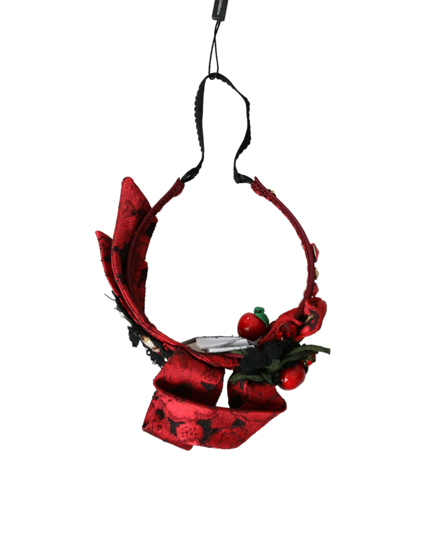 Dolce & Gabbana Red Cherry Sicily Embellished Women Hairband Diadem Curated Luxury Accessories by Orvyn