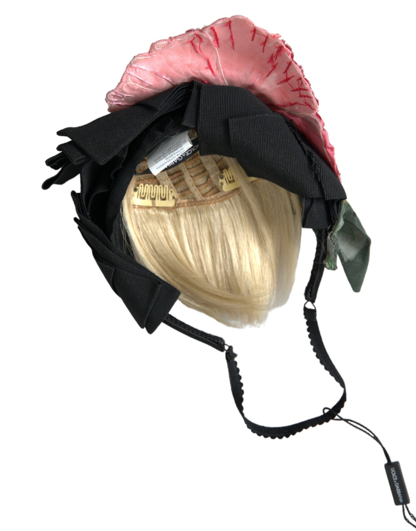 Dolce & Gabbana Black Viscose White Hair Parrucchiera Headband Diadem Curated Luxury Accessories by Orvyn