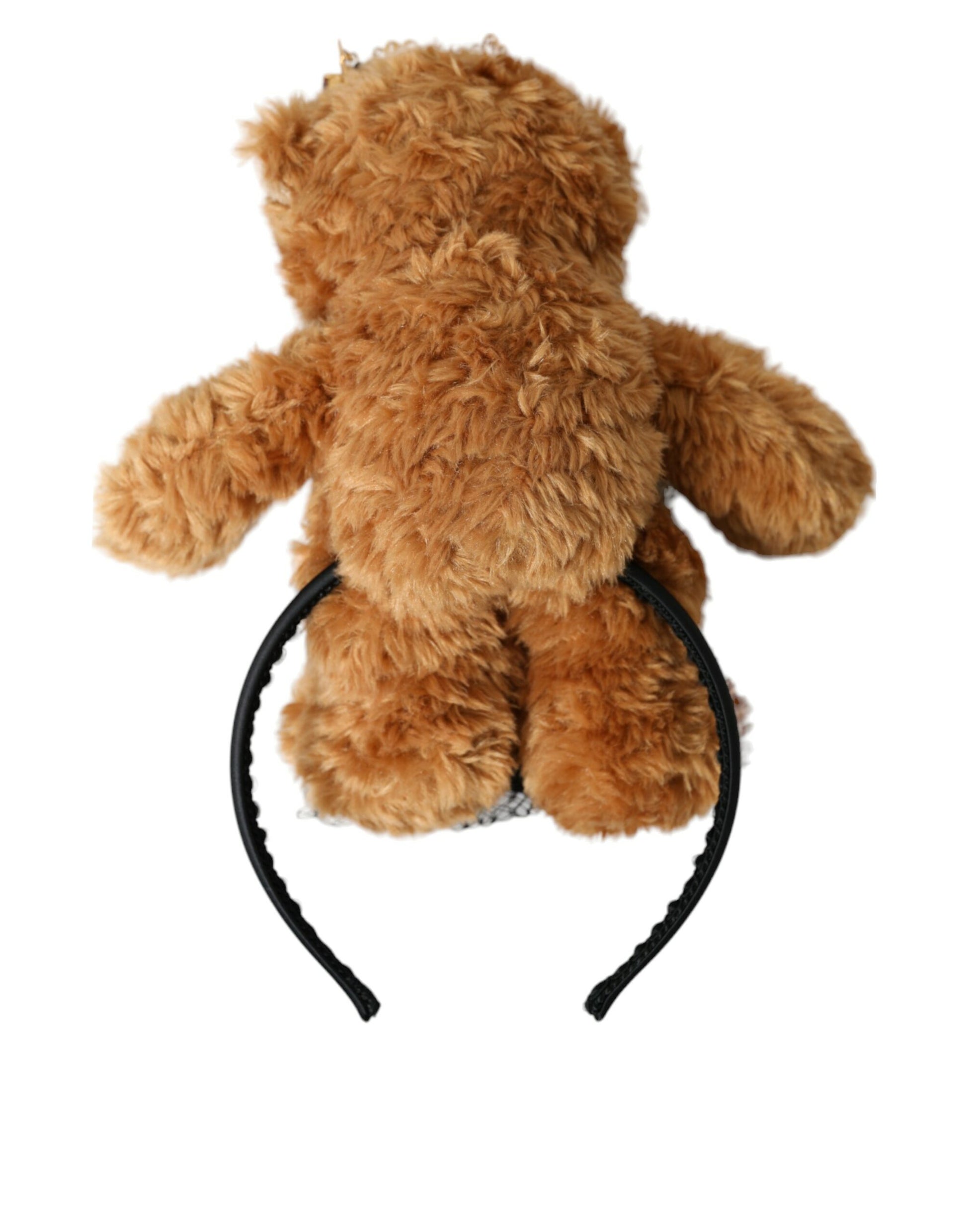 Dolce & Gabbana Brown Teddy Bear Gold Crystal Crown Hair Band Diadem Curated Luxury Accessories by Orvyn