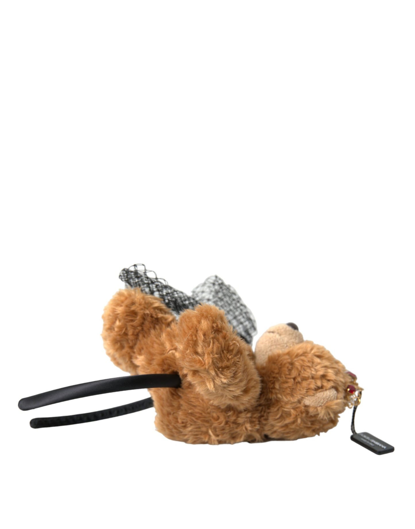 Dolce & Gabbana Brown Teddy Bear Gold Crystal Crown Hair Band Diadem Curated Luxury Accessories by Orvyn