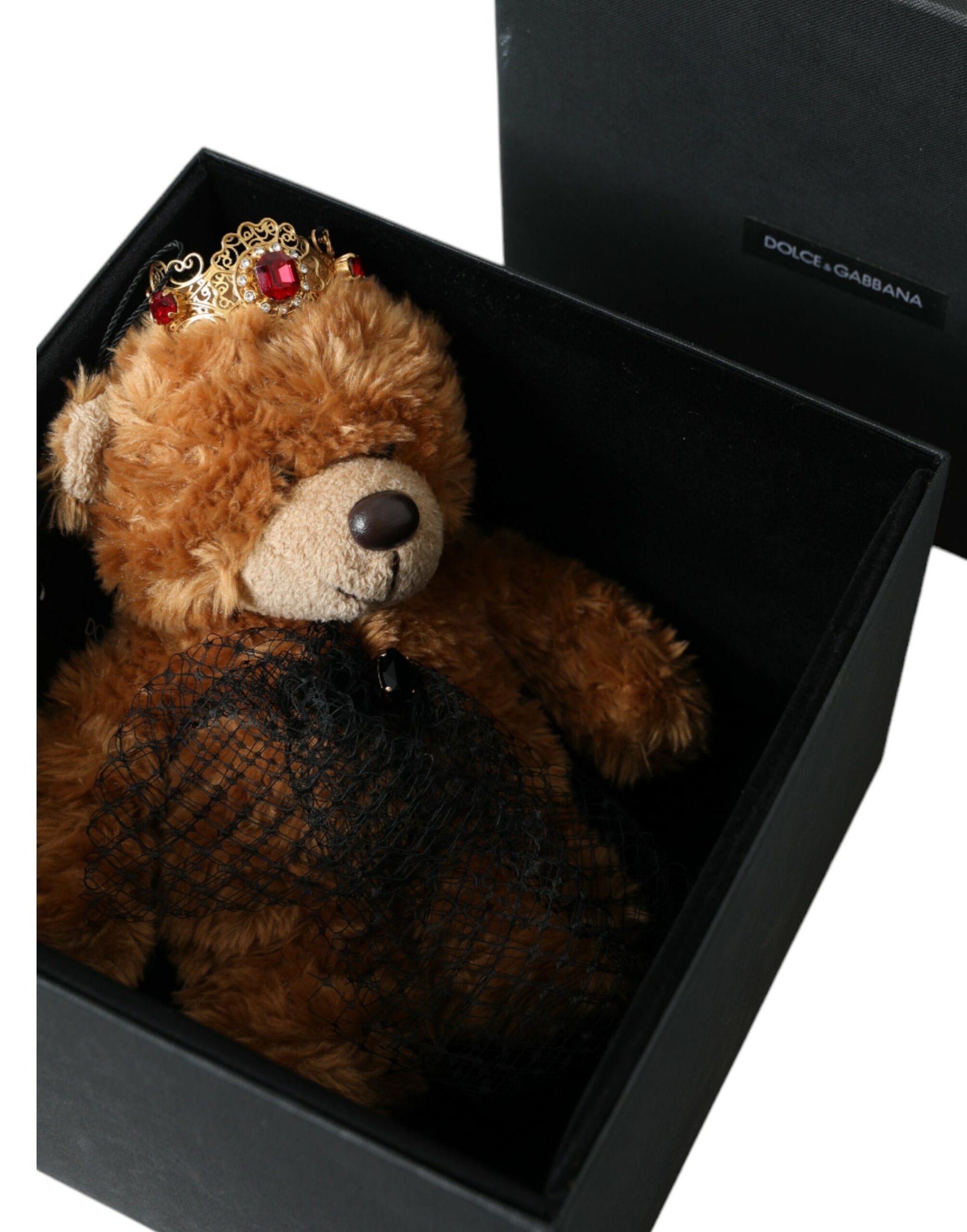 Dolce & Gabbana Brown Teddy Bear Gold Crystal Crown Hair Band Diadem Curated Luxury Accessories by Orvyn