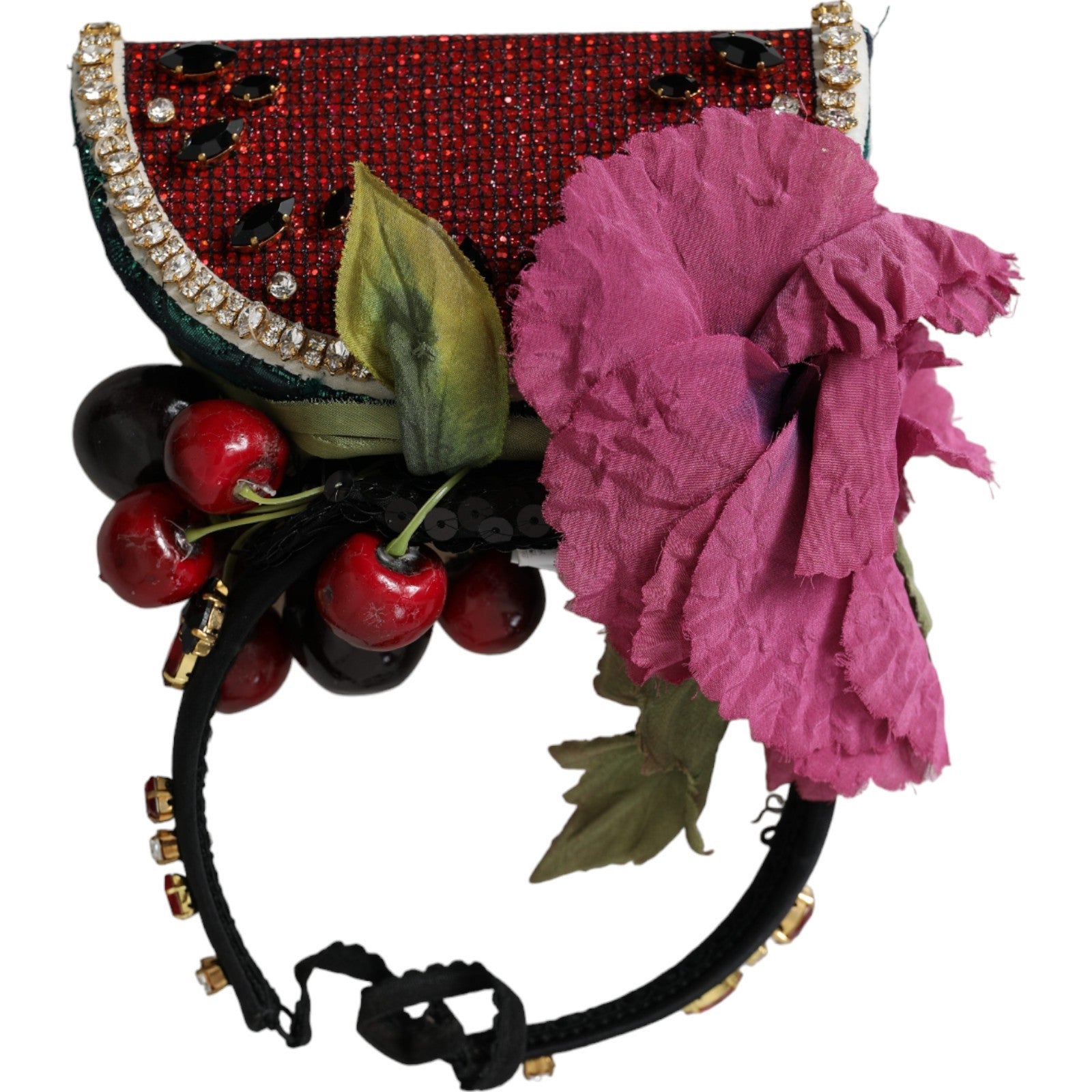 Dolce & Gabbana Red Watermelon Cherry Crystal Hairband Statement Diadem Curated Luxury Accessories by Orvyn