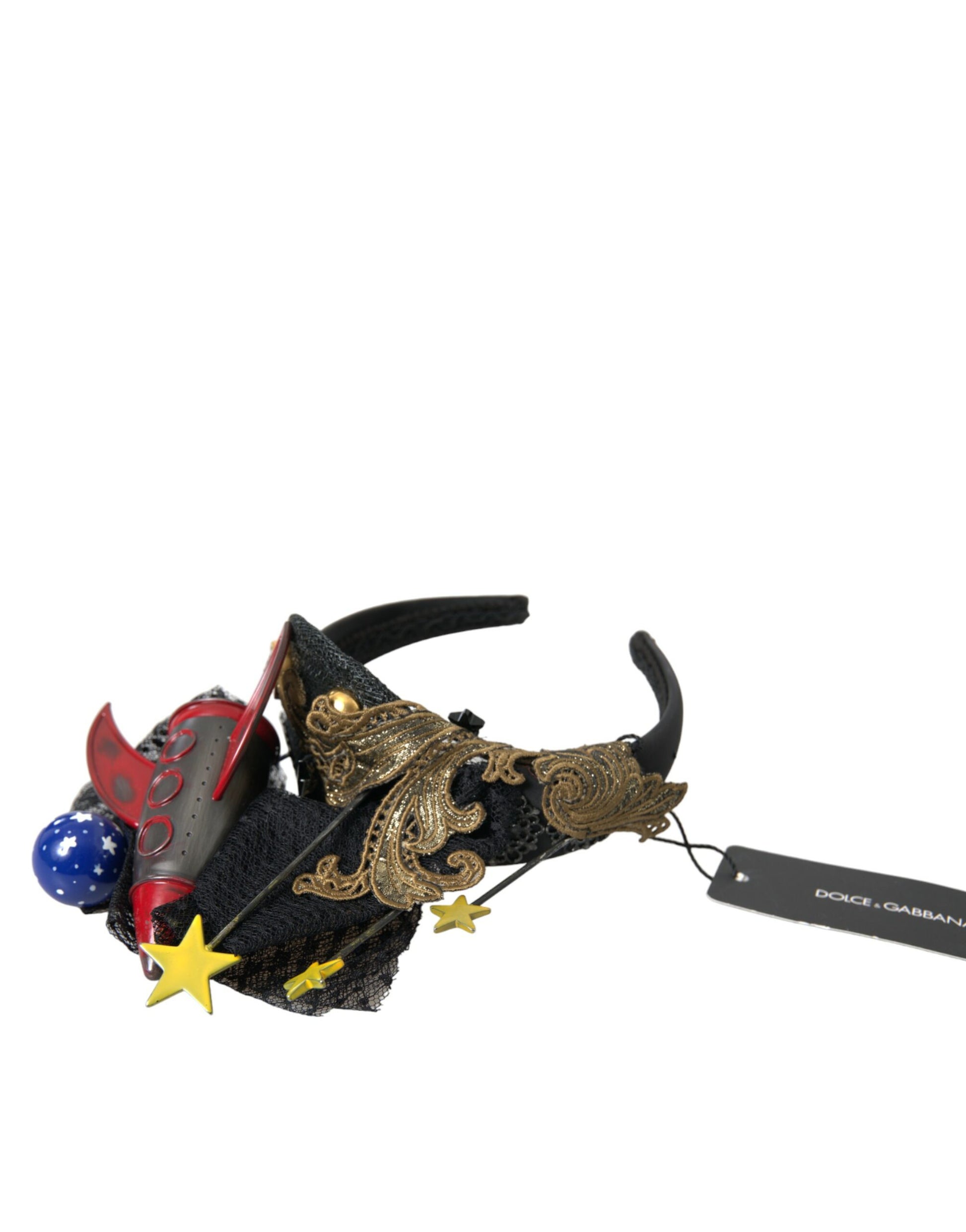 Dolce & Gabbana Multicolor Missile Rocket Crystal Stars Headband Diadem Curated Luxury Accessories by Orvyn