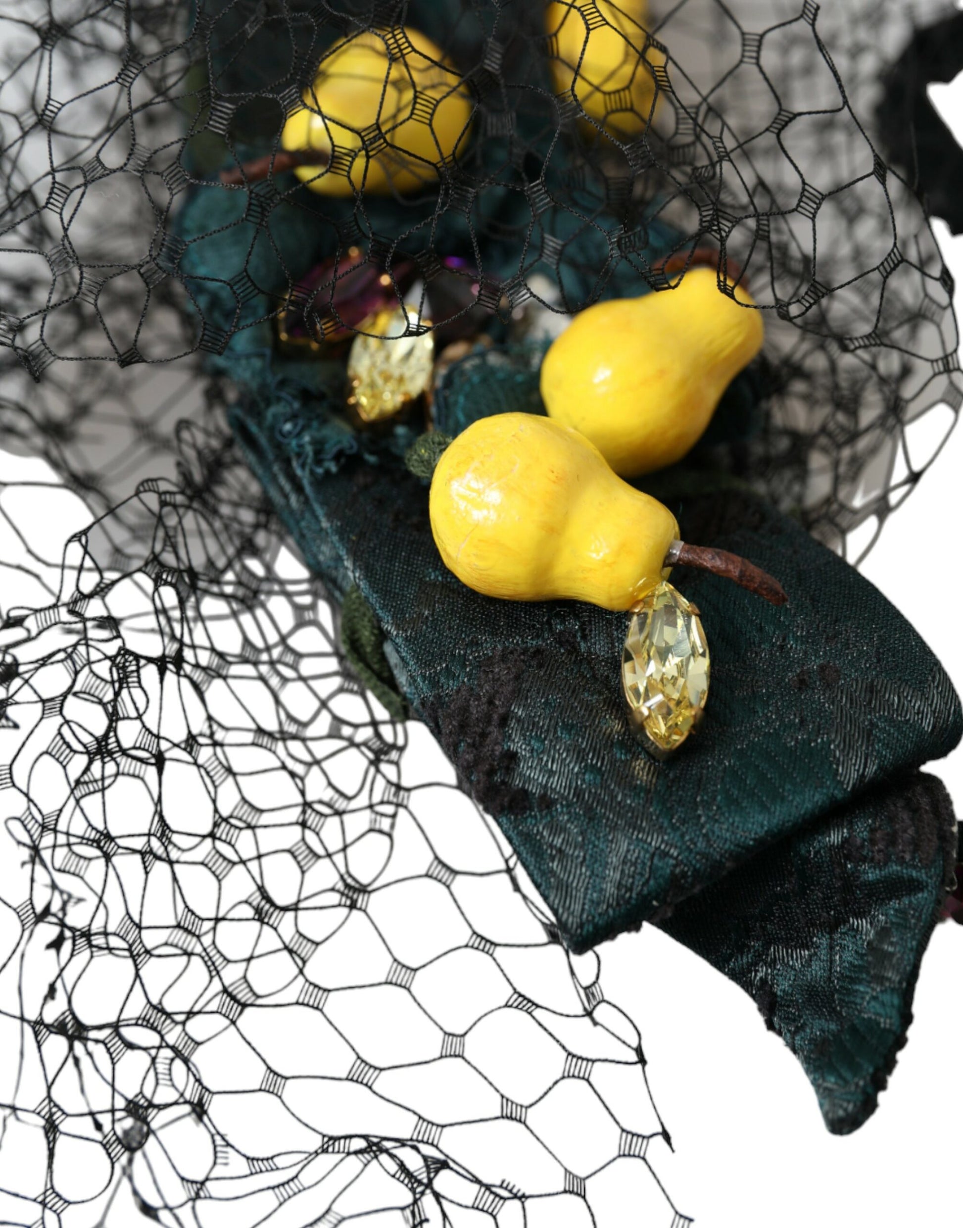 Dolce & Gabbana Black Lemons Sicily Purple Crystal Net Headband Diadem Curated Luxury Accessories by Orvyn