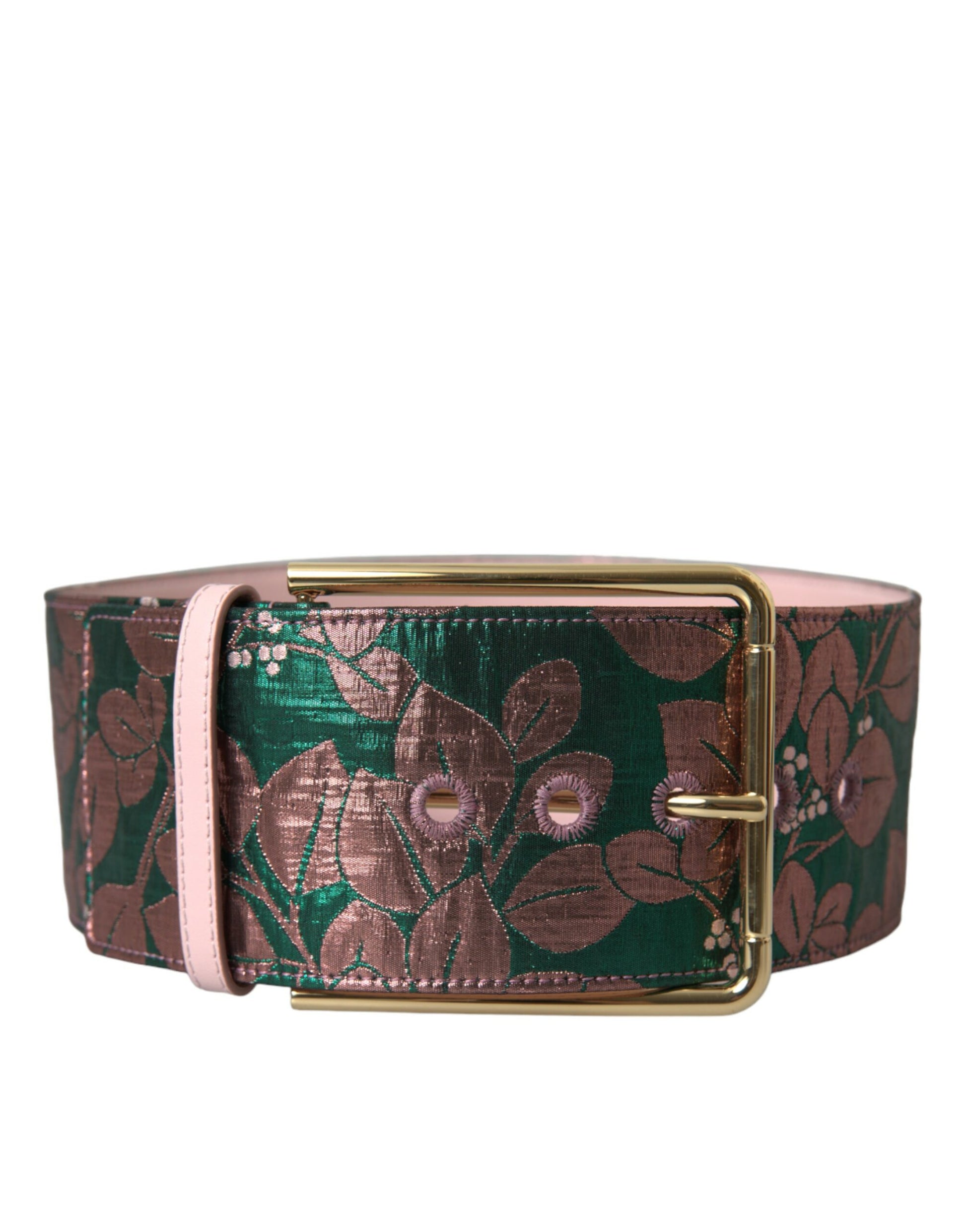 Dolce & Gabbana Multicolor Floral Jacquard Lurex Gold Buckle Belt Curated Luxury Accessories by Orvyn