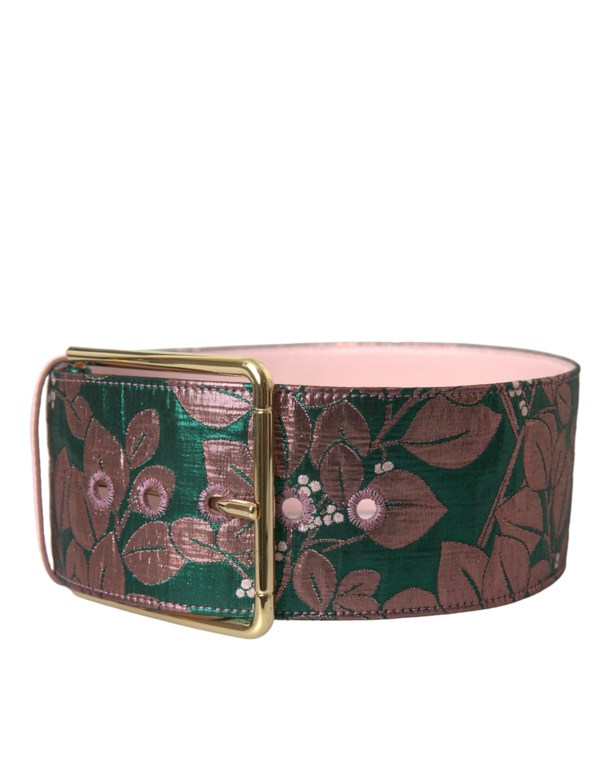 Dolce & Gabbana Multicolor Floral Jacquard Lurex Gold Buckle Belt Curated Luxury Accessories by Orvyn