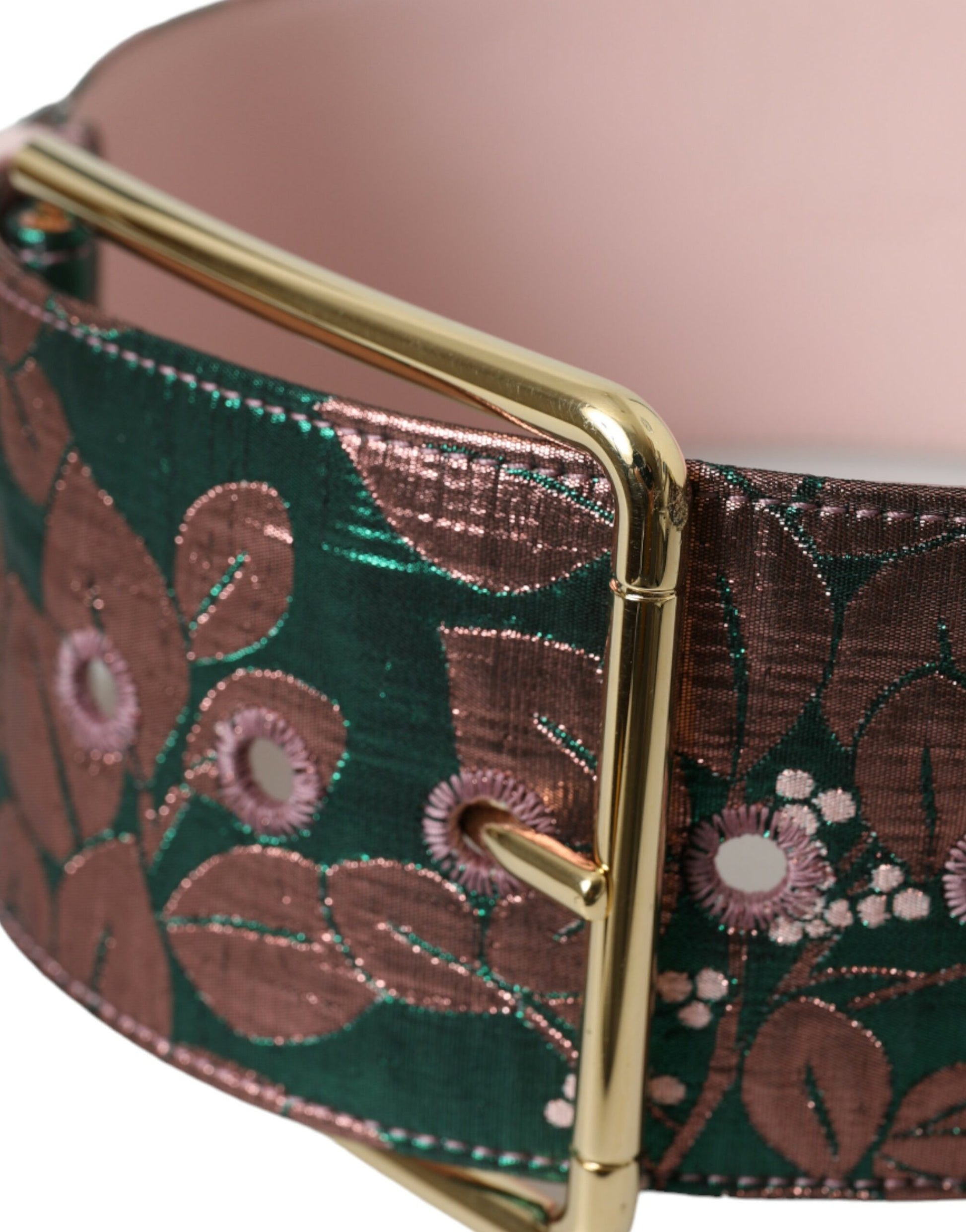 Dolce & Gabbana Multicolor Floral Jacquard Lurex Gold Buckle Belt Curated Luxury Accessories by Orvyn