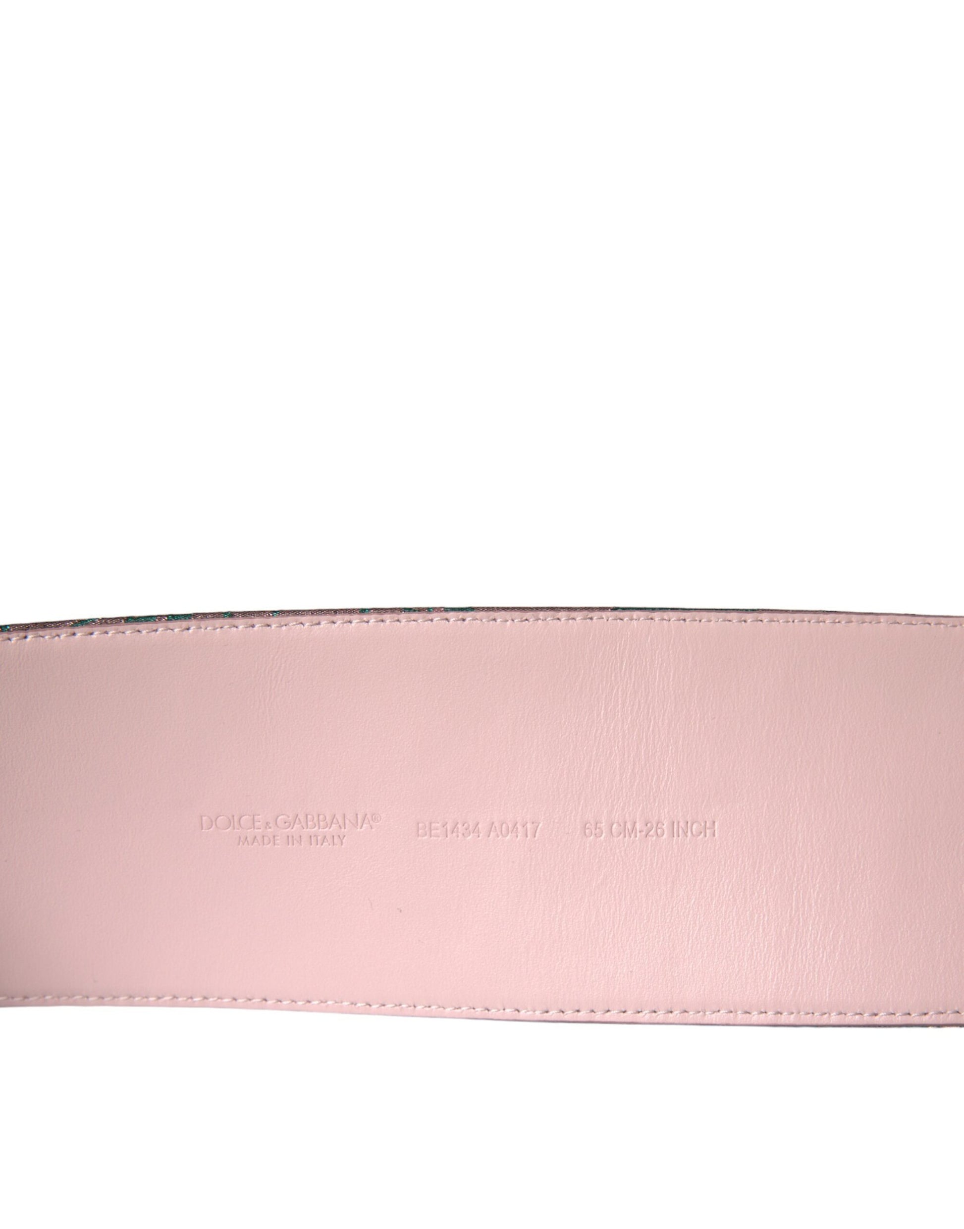 Dolce & Gabbana Multicolor Floral Jacquard Lurex Gold Buckle Belt Curated Luxury Accessories by Orvyn