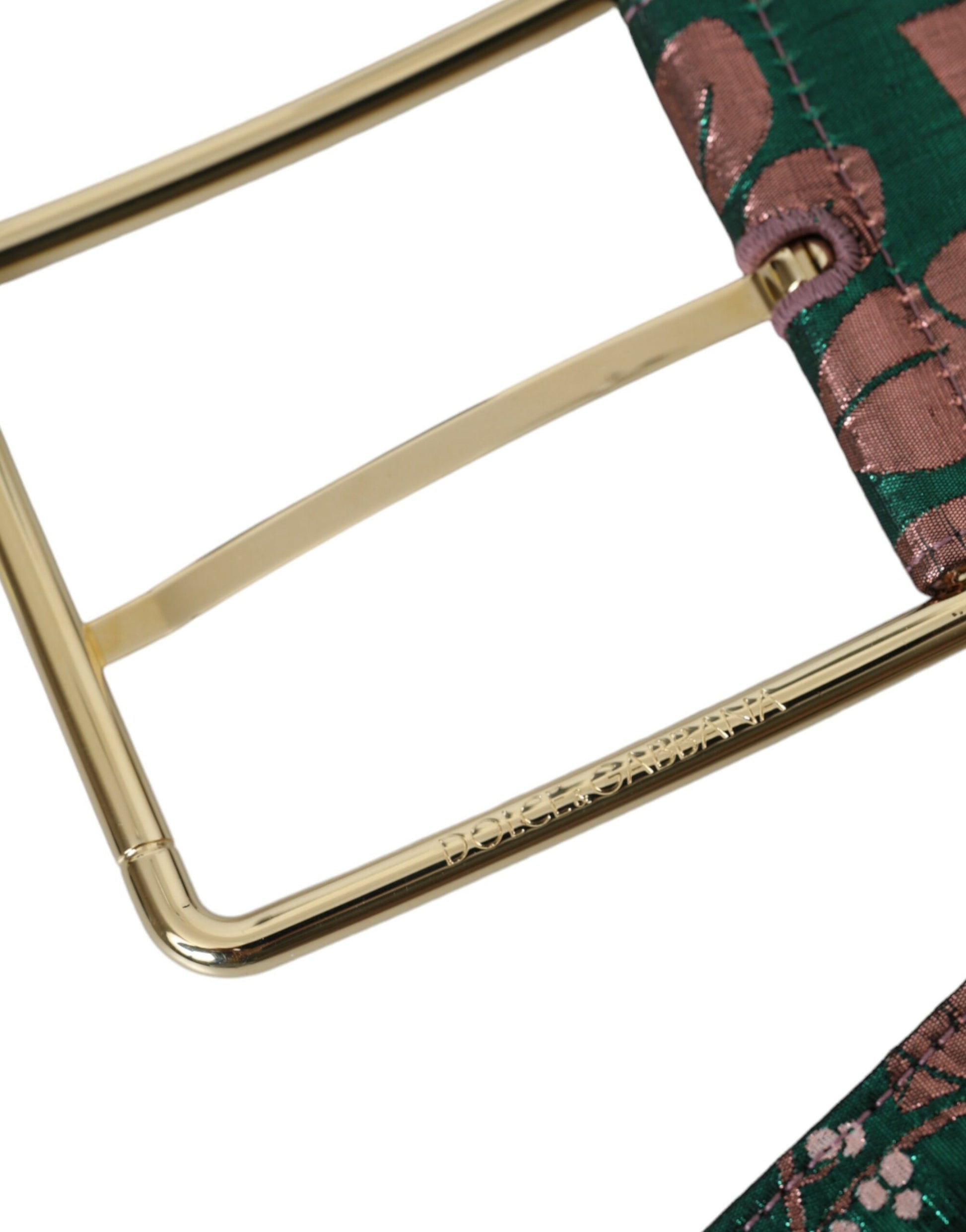 Dolce & Gabbana Multicolor Floral Jacquard Lurex Gold Buckle Belt Curated Luxury Accessories by Orvyn