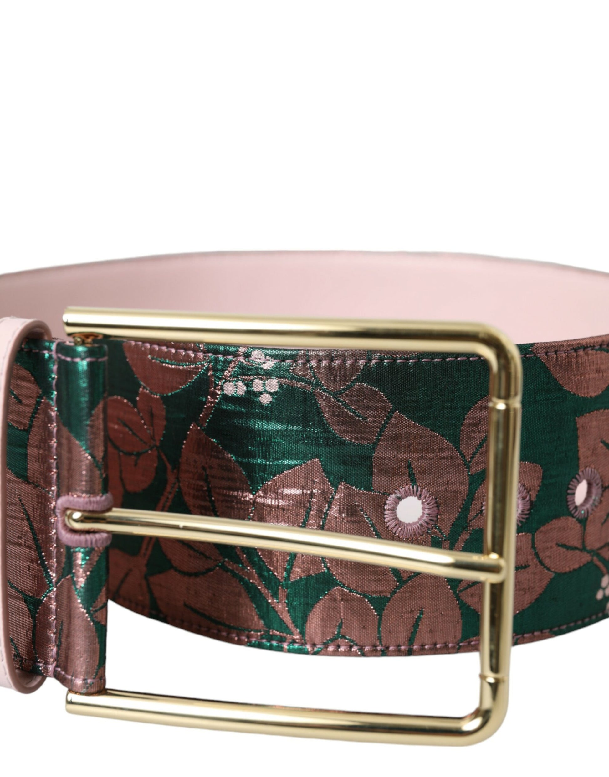 Dolce & Gabbana Multicolor Floral Jacquard Lurex Gold Buckle Belt Curated Luxury Accessories by Orvyn